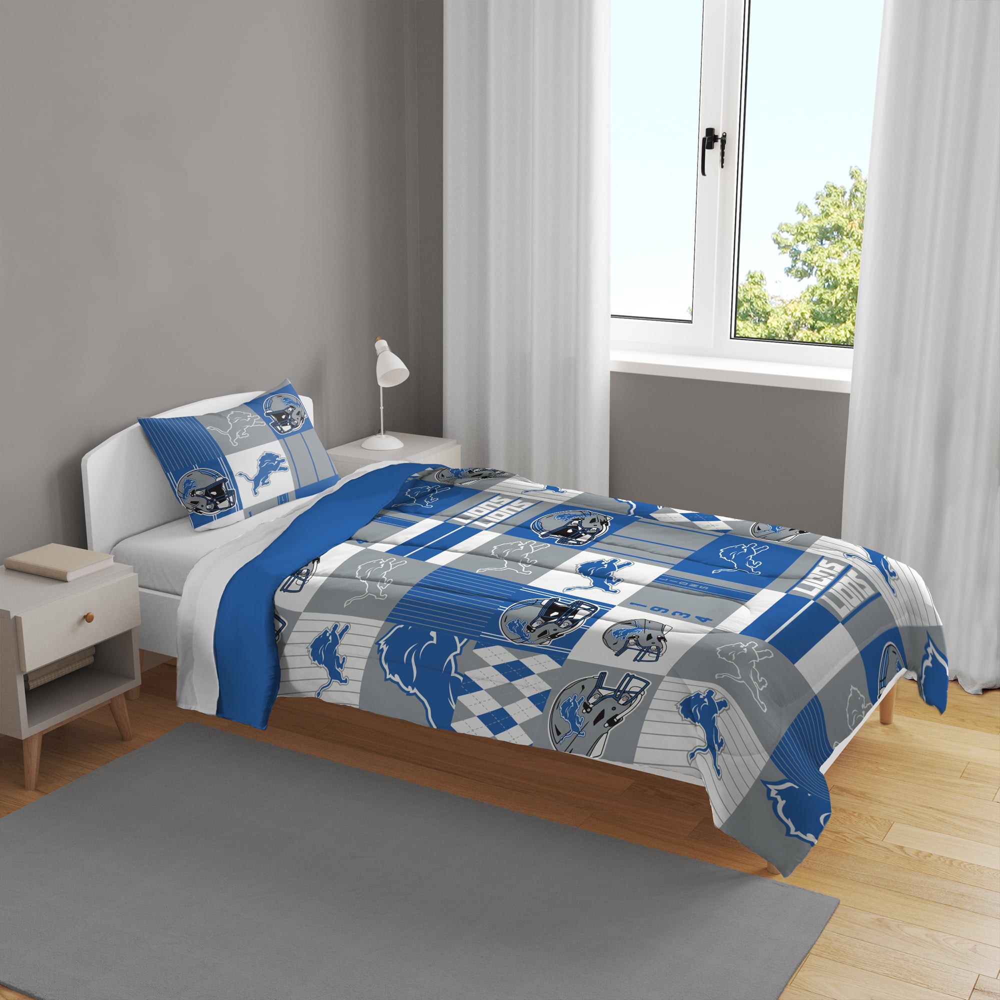 Ensemble de literie deux pièces Pegasus Detroit Lions Patchwork Plaid Twin/Twin XL