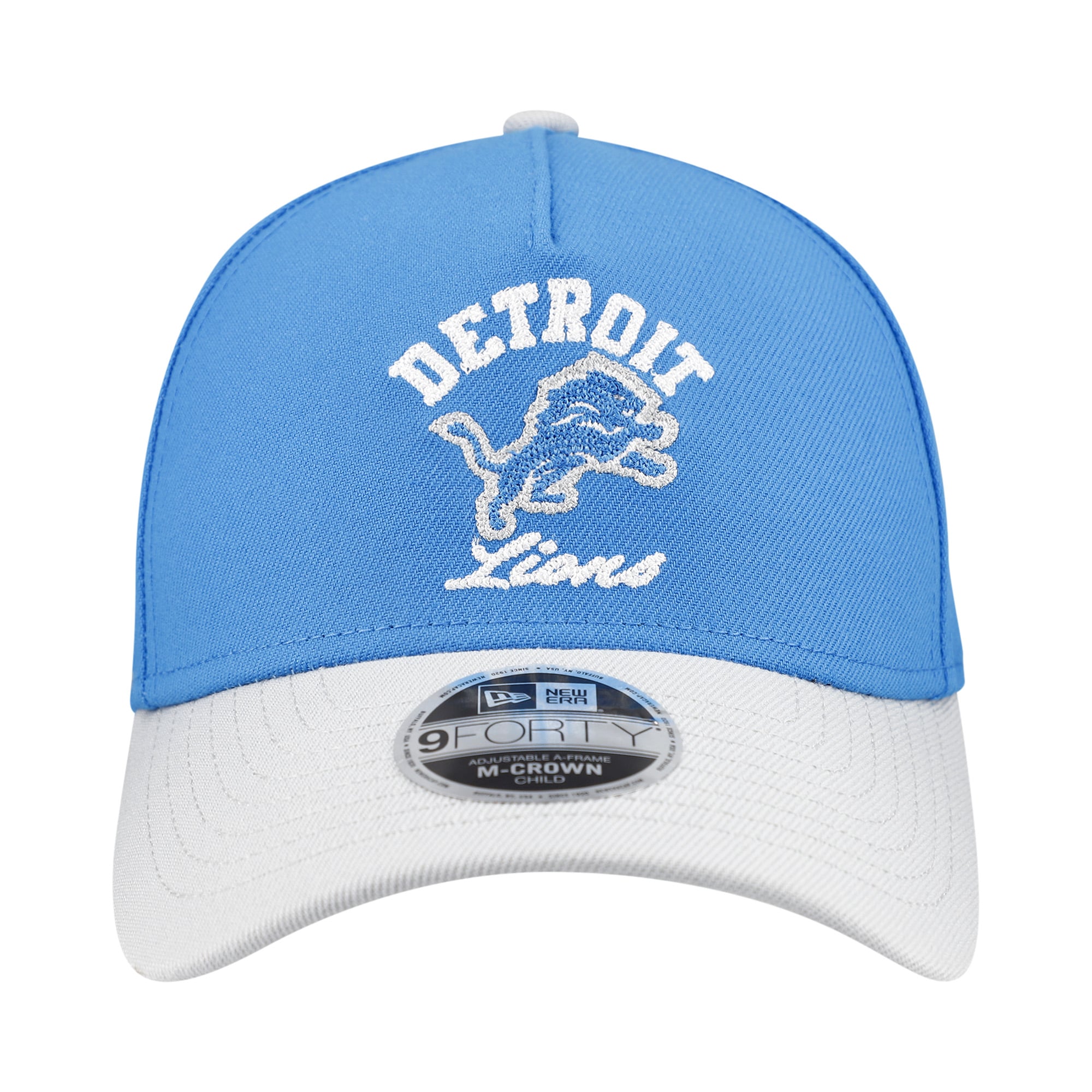 Casquette ajustable New Era bleue Detroit Lions Arch 9FORTY A-Frame M-Crown pour enfants d'âge préscolaire