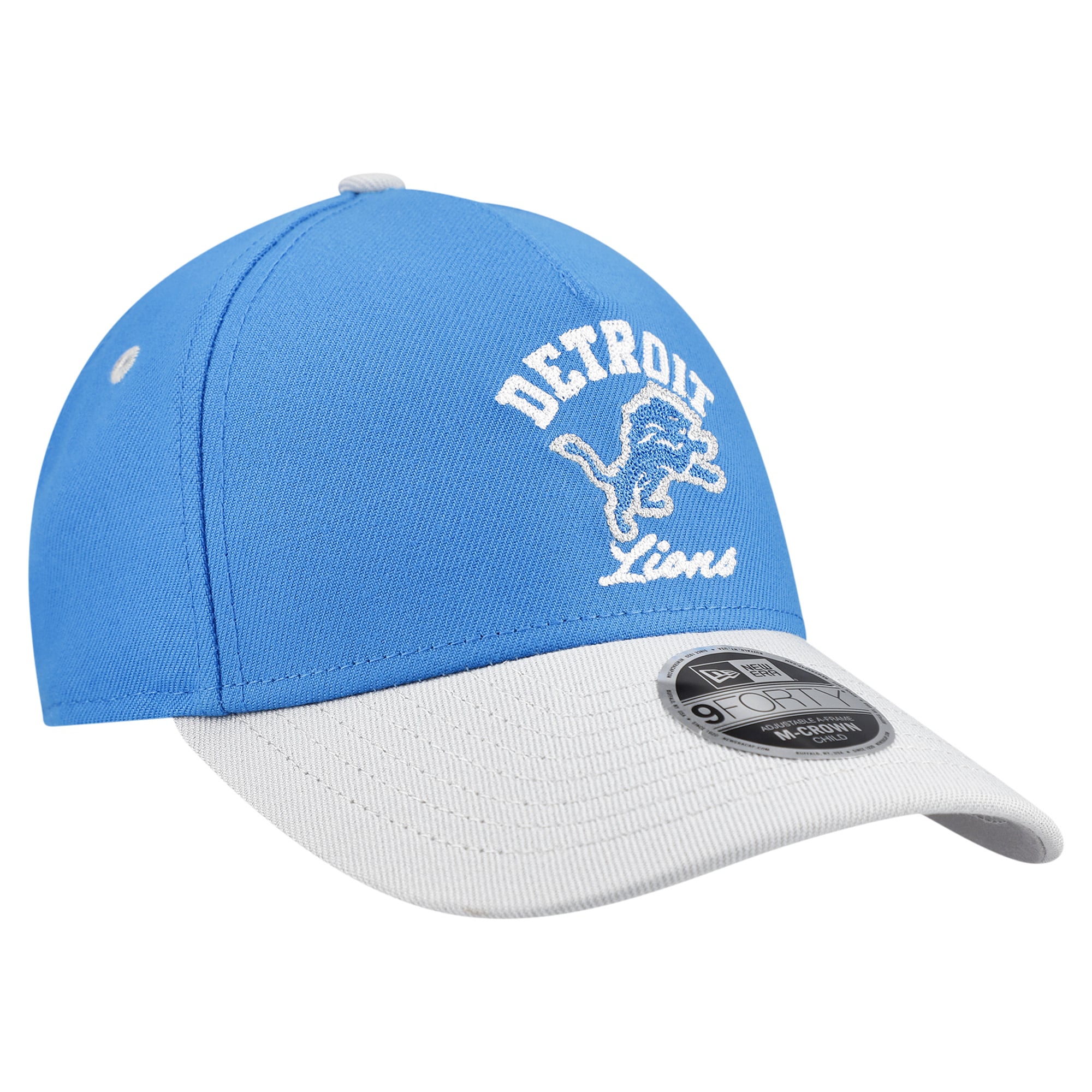Casquette ajustable New Era bleue Detroit Lions Arch 9FORTY A-Frame M-Crown pour enfants d'âge préscolaire