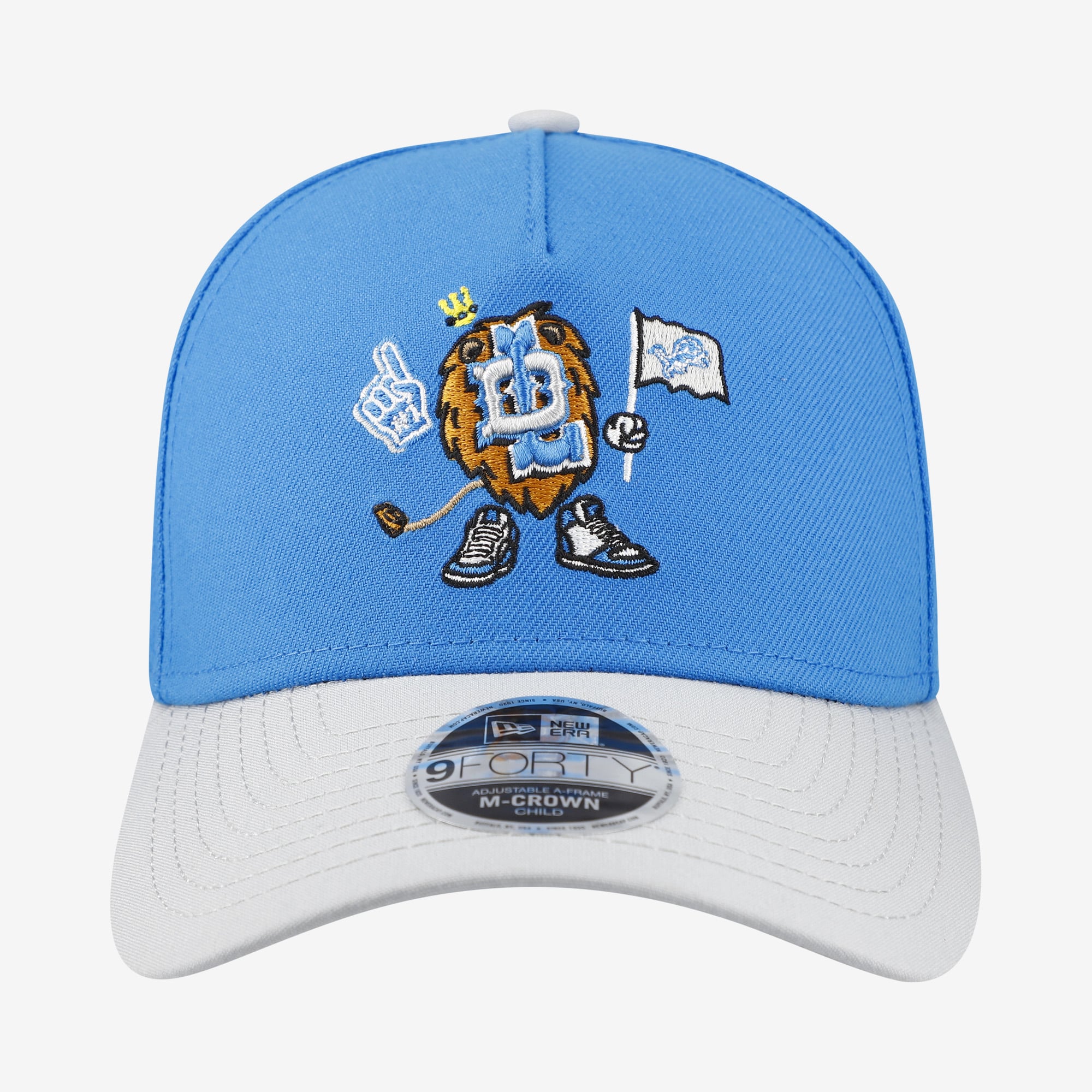 Casquette ajustable New Era bleue Detroit Lions Cartoon 9FORTY M-Crown A-Frame pour enfants d'âge préscolaire