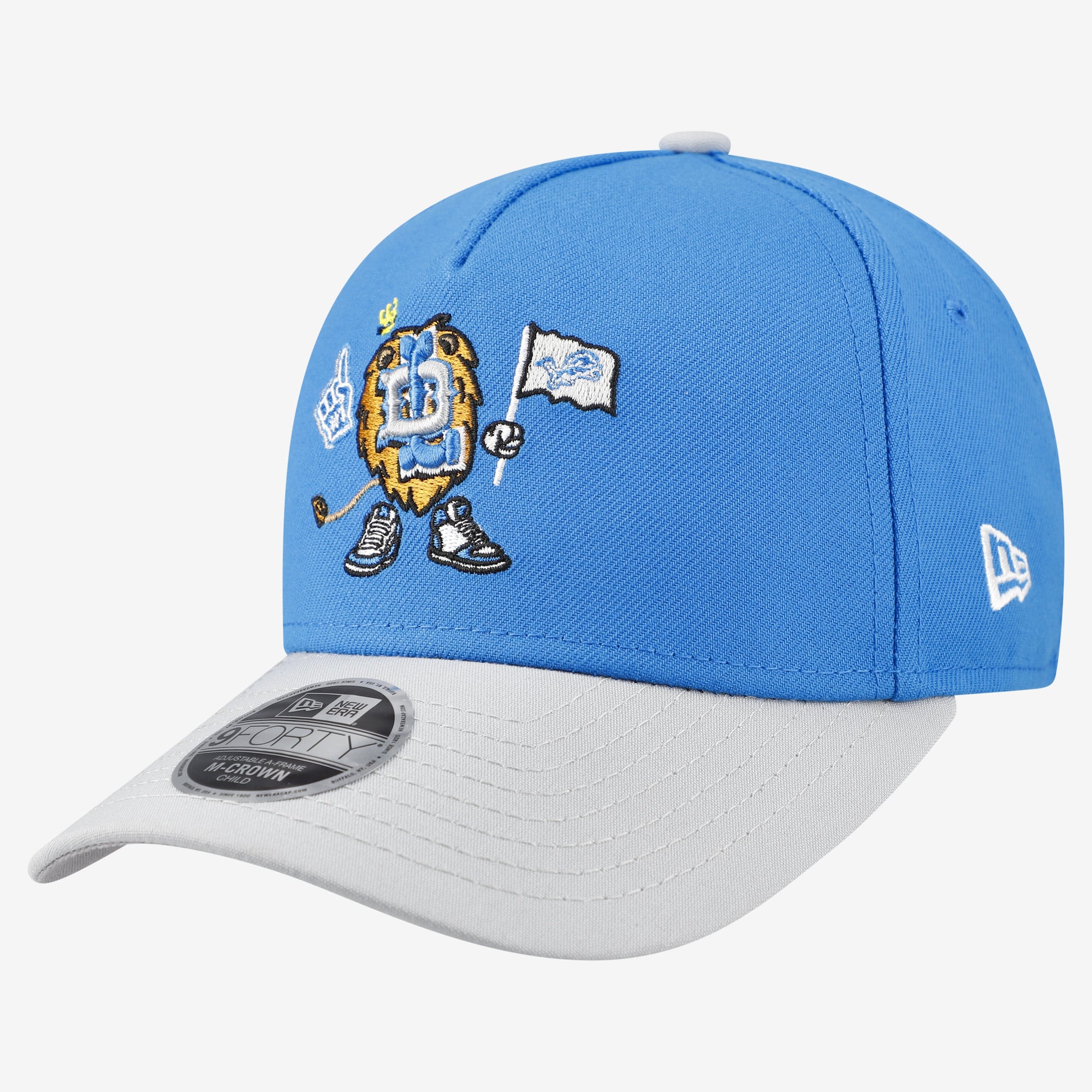 Casquette ajustable New Era bleue Detroit Lions Cartoon 9FORTY M-Crown A-Frame pour enfants d'âge préscolaire