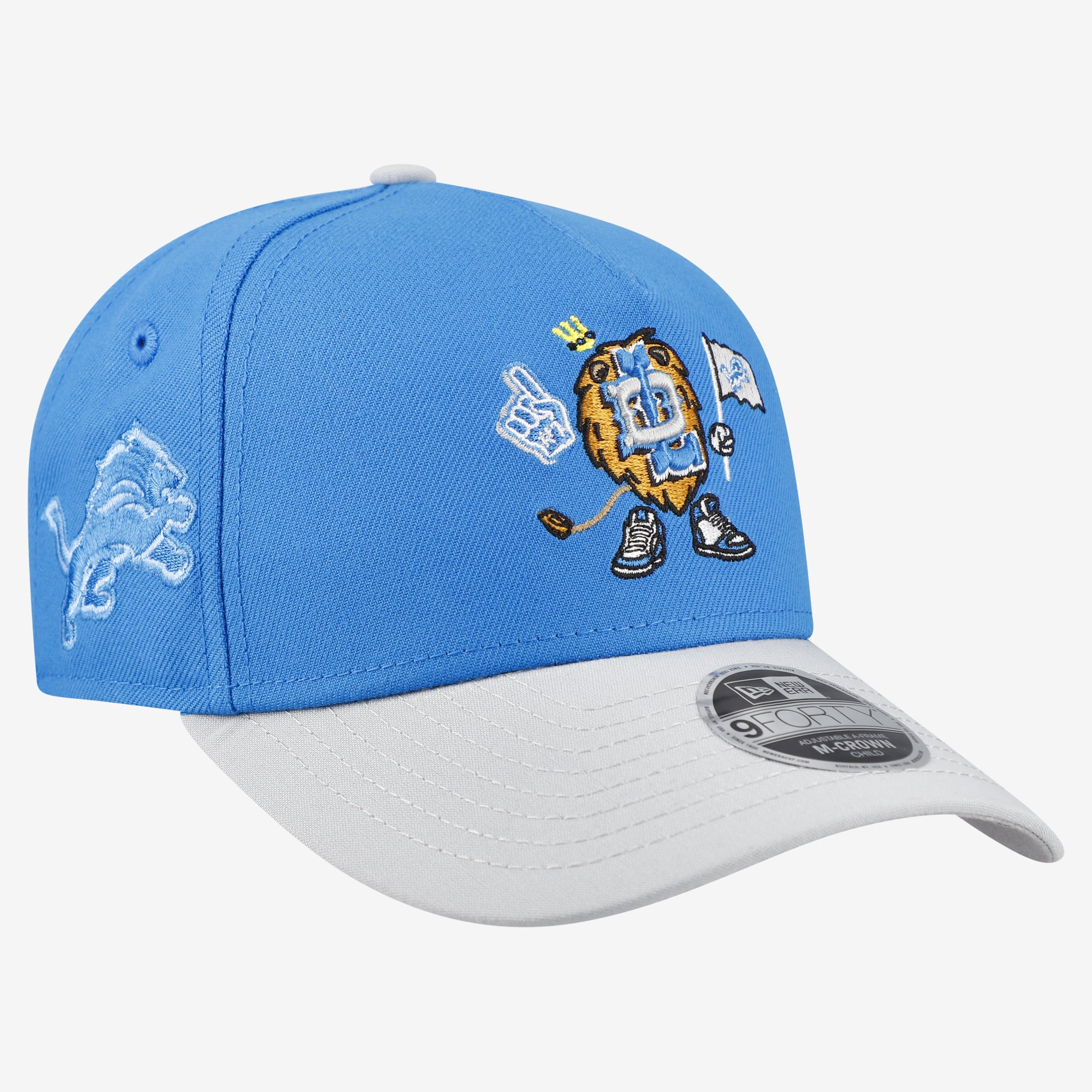 Casquette ajustable New Era bleue Detroit Lions Cartoon 9FORTY M-Crown A-Frame pour enfants d'âge préscolaire