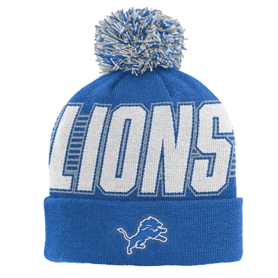 Detroit Lions Outerstuff Preschool Cuffed Knit Hat with Pom - Blue