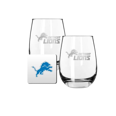Detroit Lions The Memory Company 15oz. Stemless Wine Glass & Coaster Set