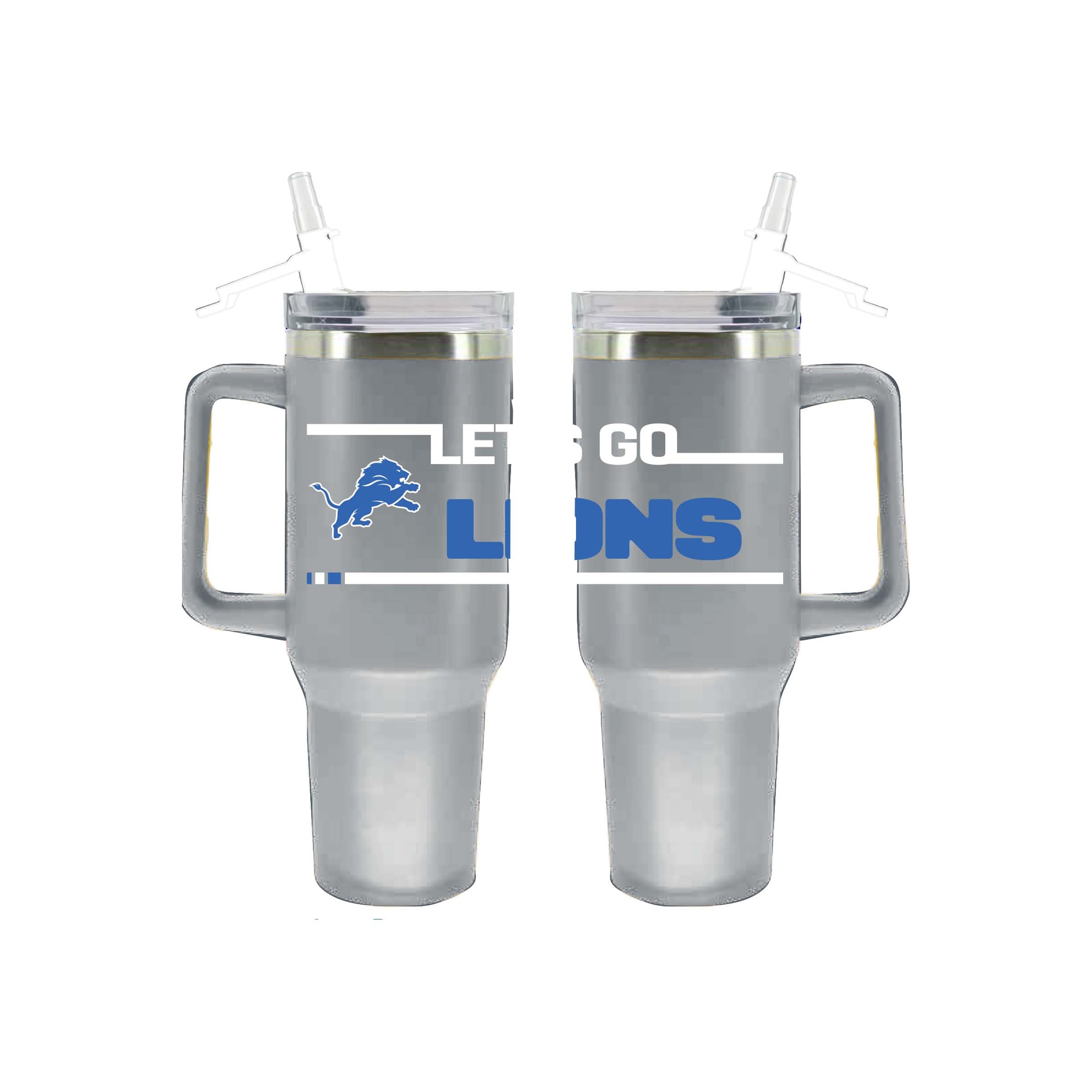 Gobelet isotherme The Memory Company Detroit Lions de 1,2 L (40 oz) en acier inoxydable aux couleurs de l'équipe, avec paille rabattable.