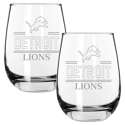 Detroit Lions The Memory Company Two-Piece 15oz. Classic Crew Stemless Wine Glass Set