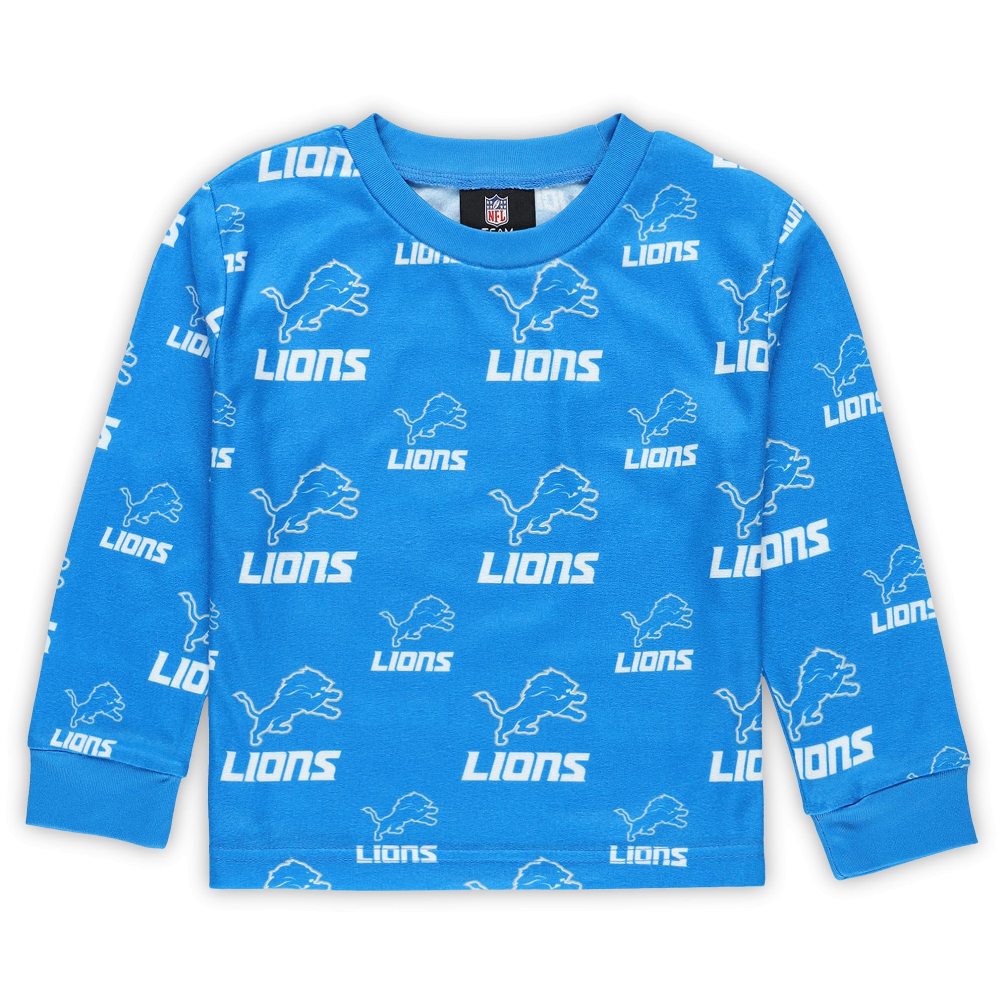 Ensemble de nuit pour tout-petit Outerstuff bleu Detroit Lions avec t-shirt à manches longues et pantalon imprimés