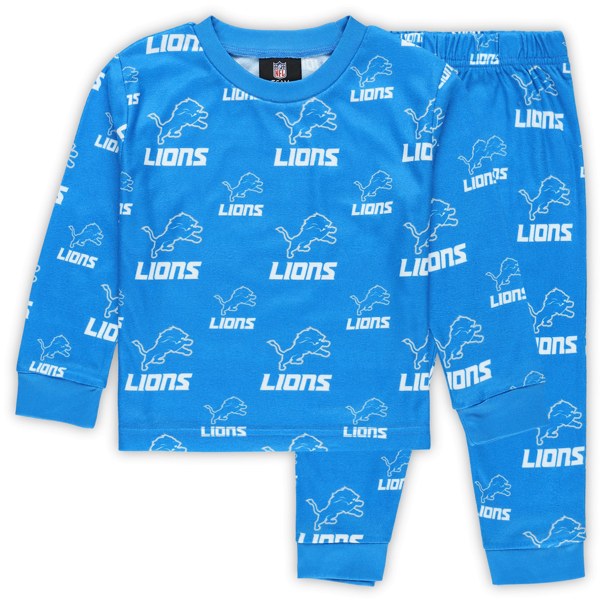 Ensemble de nuit pour tout-petit Outerstuff bleu Detroit Lions avec t-shirt à manches longues et pantalon imprimés