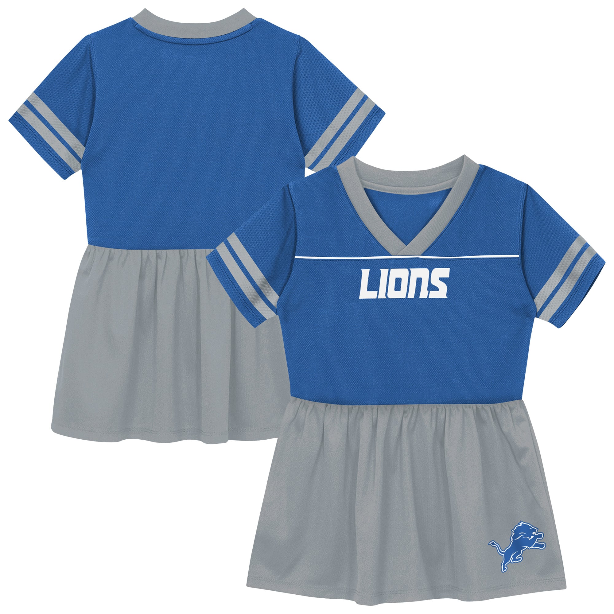 Toddler Outerstuff  Blue Detroit Lions Stadium Lights V-Neck Fashion Football Jersey Dress