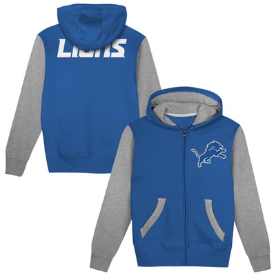  Detroit Lions Outerstuff  Toddler Stadium Colorblock Full-Zip Hoodie - Blue/Silver