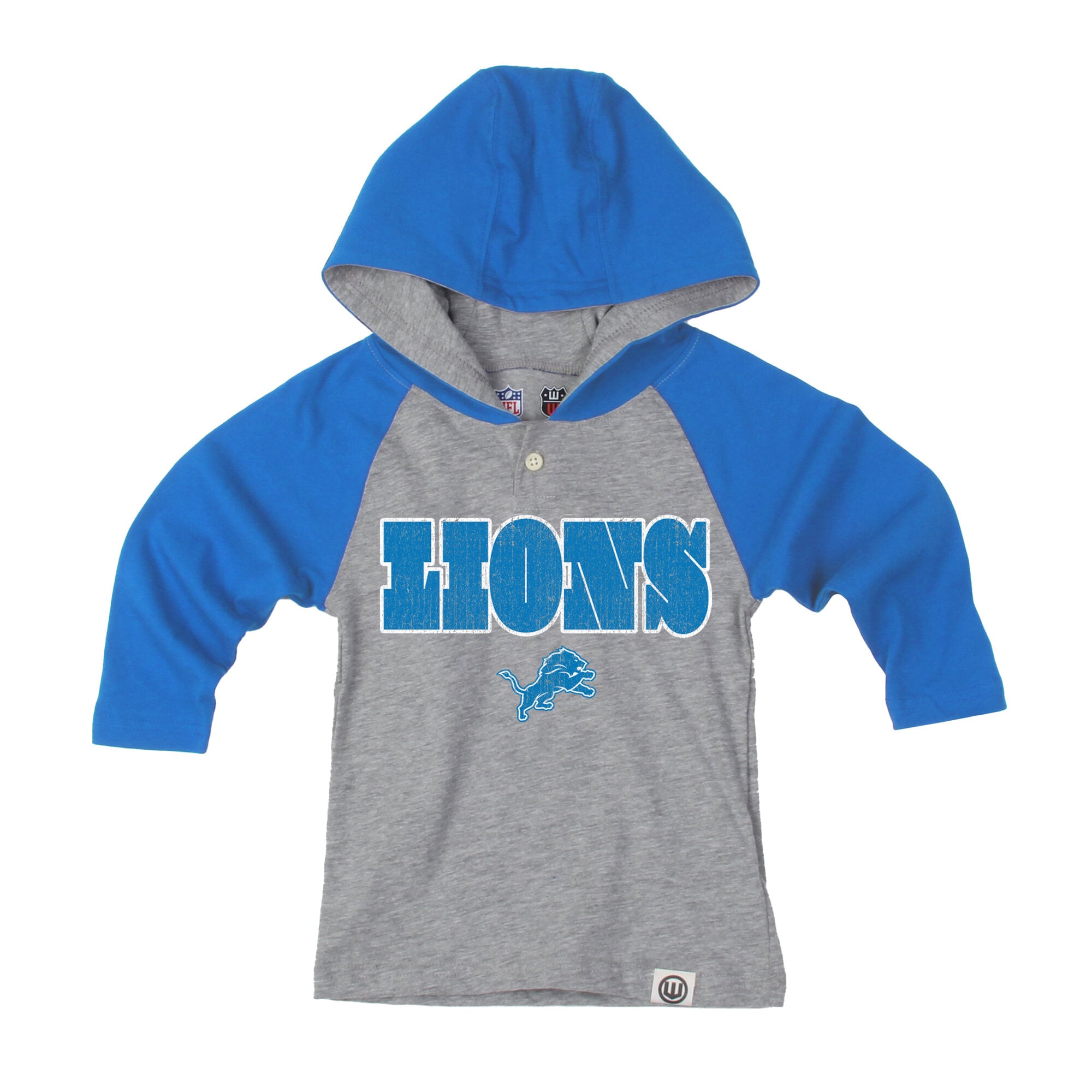 Ensemble sweat à capuche Henley et pantalon de survêtement Wes & Willy pour tout-petits, gris chiné/bleu, Detroit Lions