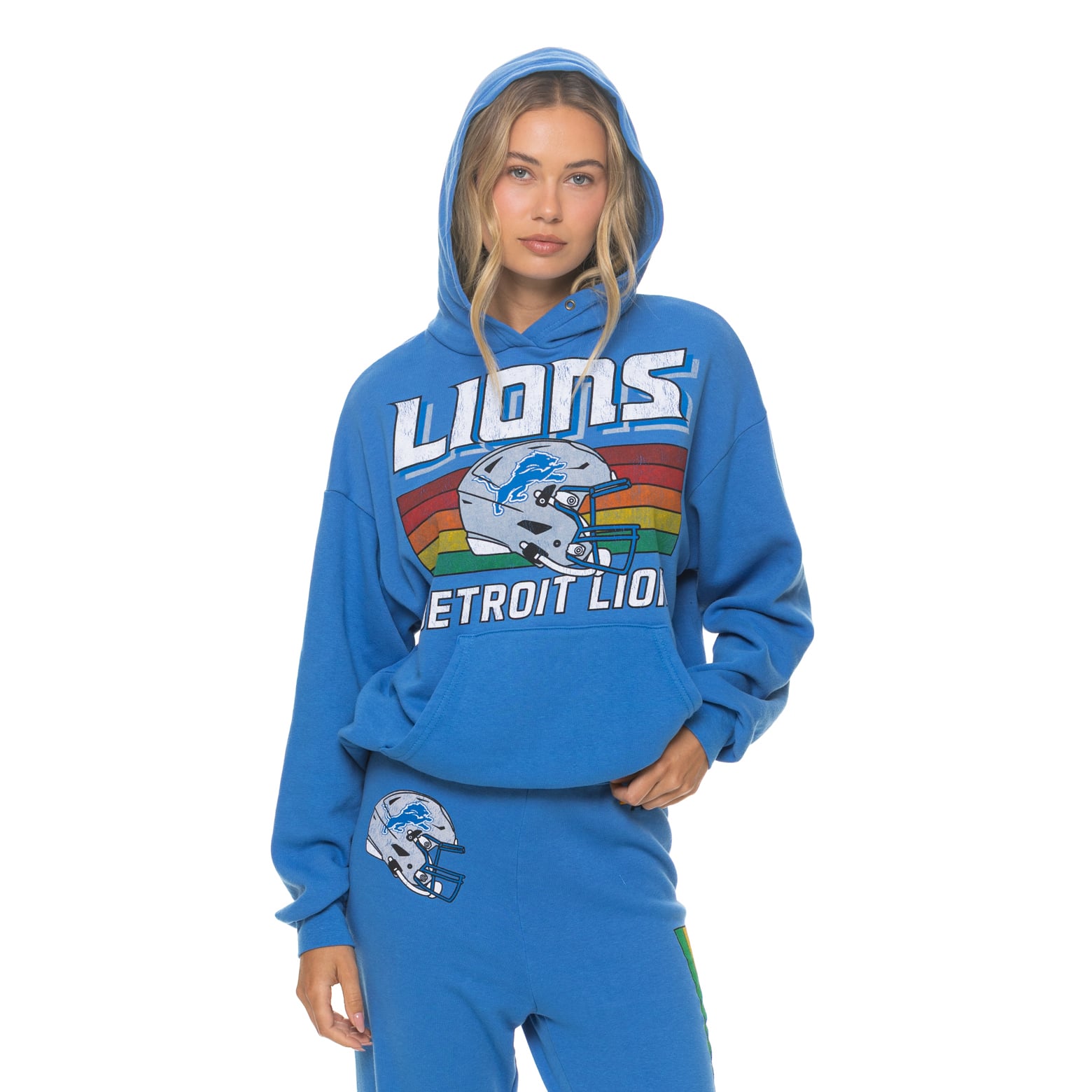 Sweat à capuche unisexe Aviator Nation bleu Detroit Lions, coupe décontractée, en mélange de trois matières.