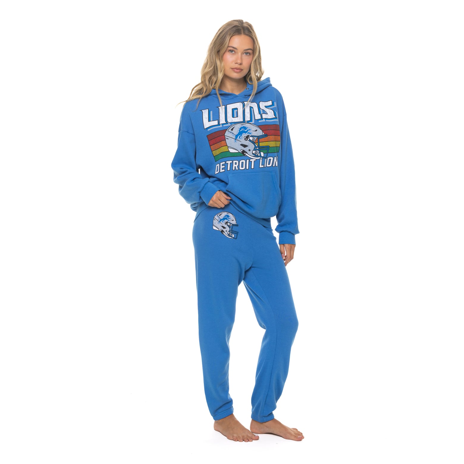 Sweat à capuche unisexe Aviator Nation bleu Detroit Lions, coupe décontractée, en mélange de trois matières.