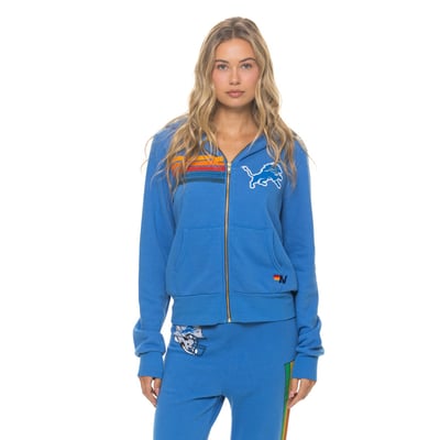 Detroit Lions Aviator Nation Unisex Tri-Blend Full-Zip Hoodie - Blue