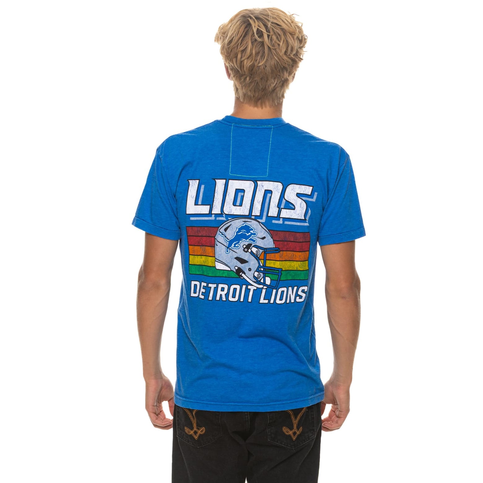 T-shirt unisexe Aviator Nation bleu Detroit Lions en mélange de trois matières