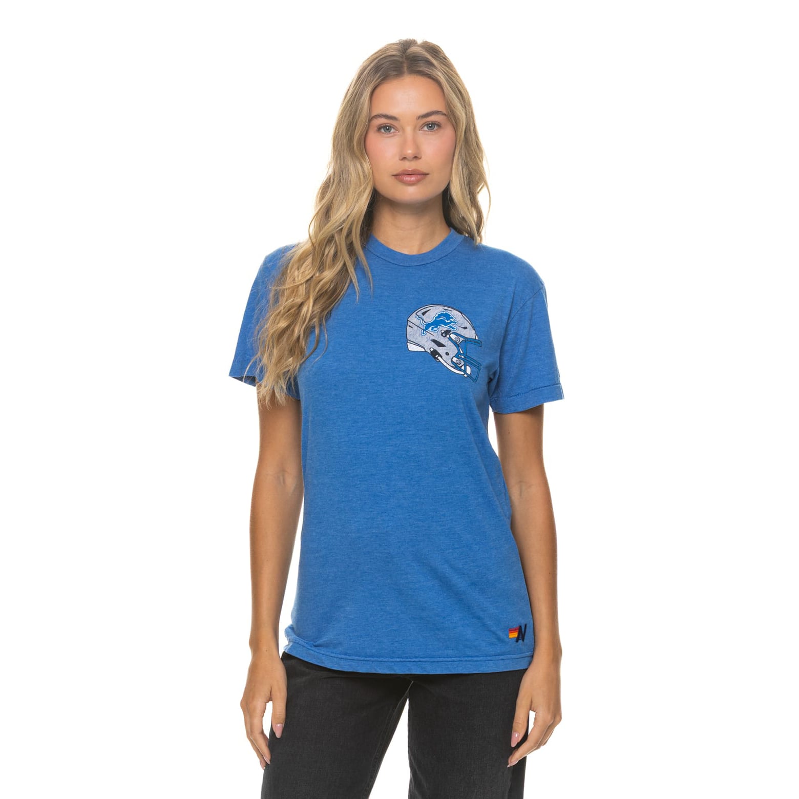 T-shirt unisexe Aviator Nation bleu Detroit Lions en mélange de trois matières