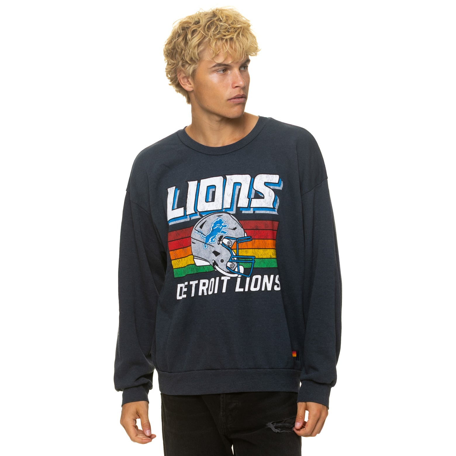 Sweat-shirt unisexe Aviator Nation gris anthracite Detroit Lions, coupe décontractée, en mélange de trois matières.