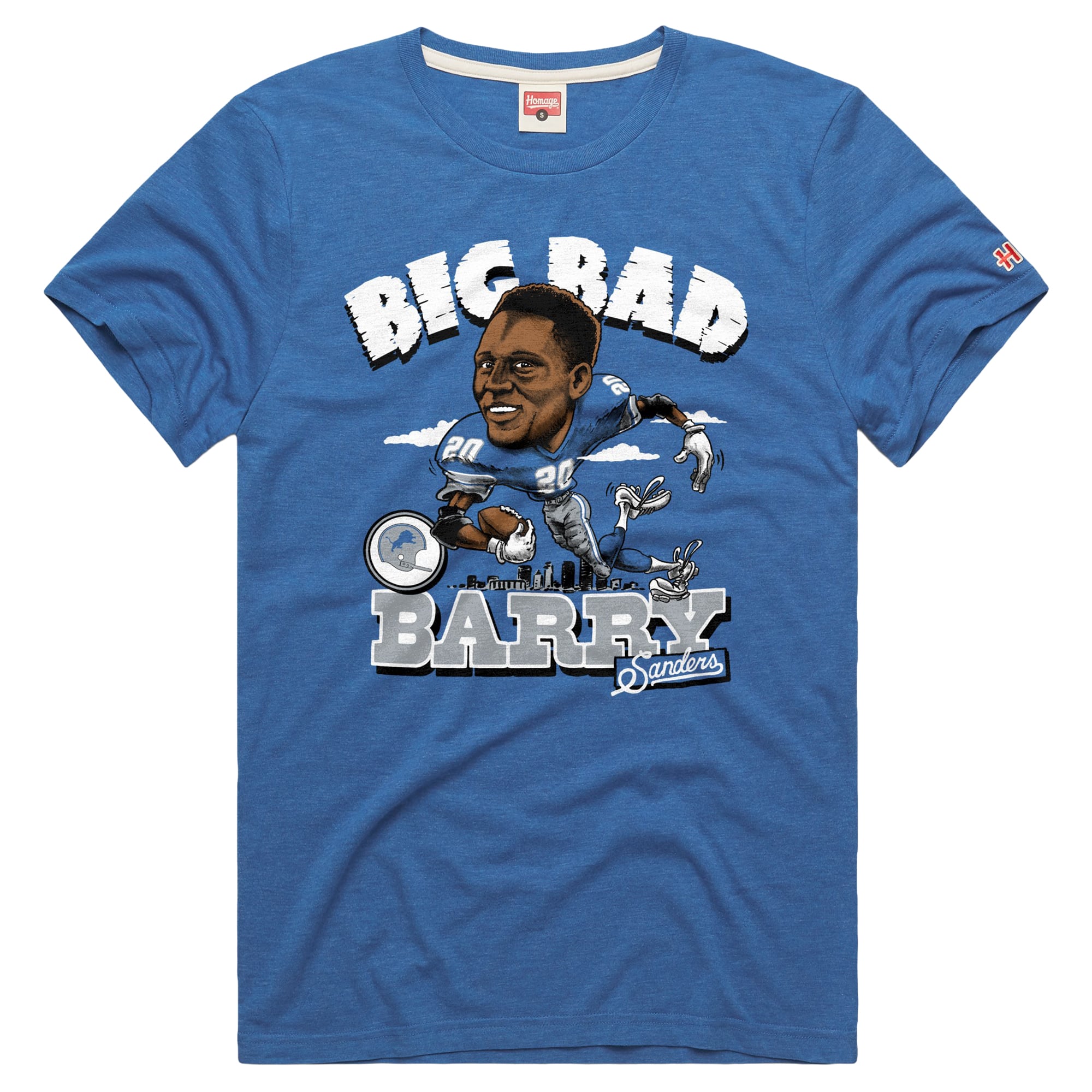 T-shirt unisexe hommage à Barry Sanders Stone, joueur des Detroit Lions, en mélange de trois matières