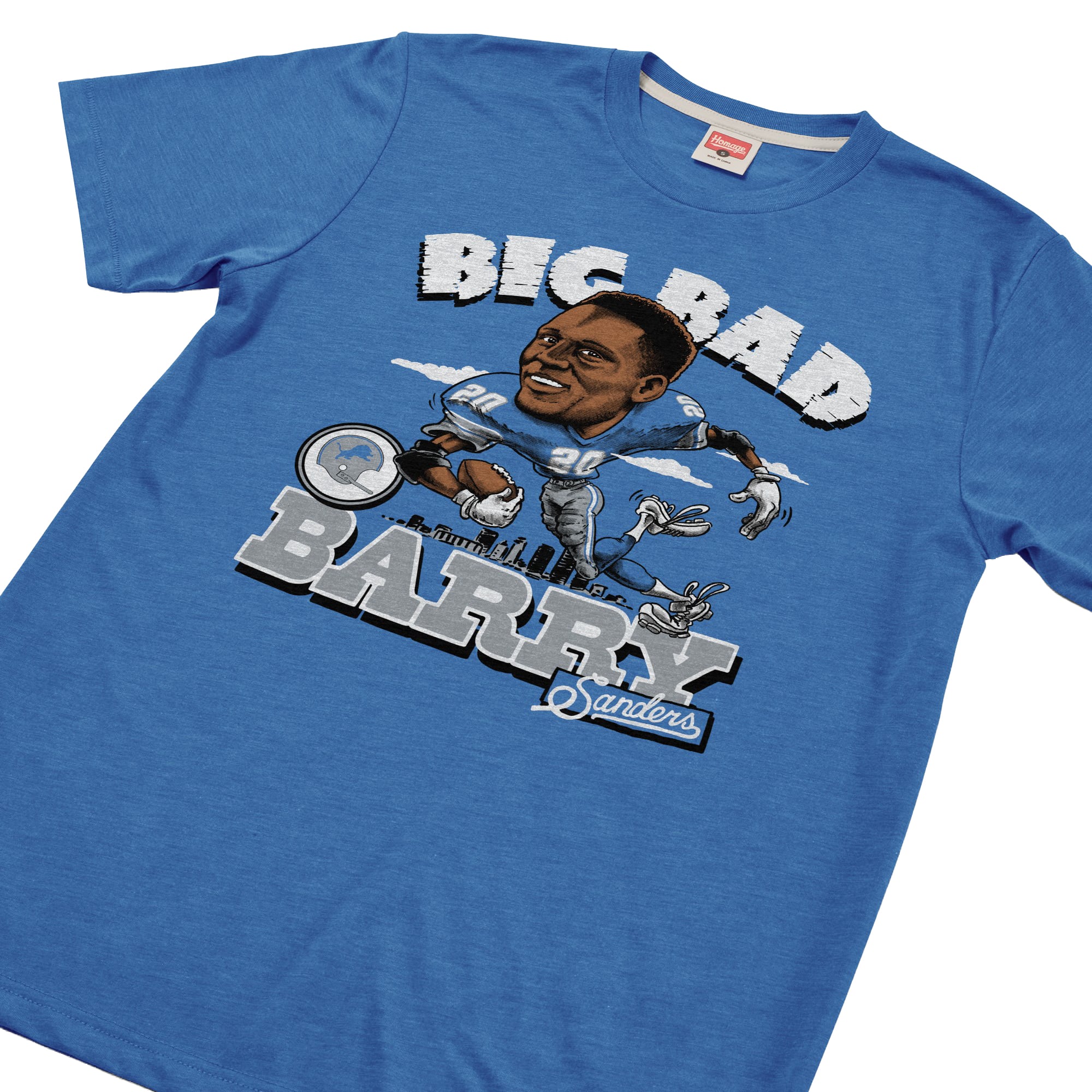 T-shirt unisexe hommage à Barry Sanders Stone, joueur des Detroit Lions, en mélange de trois matières