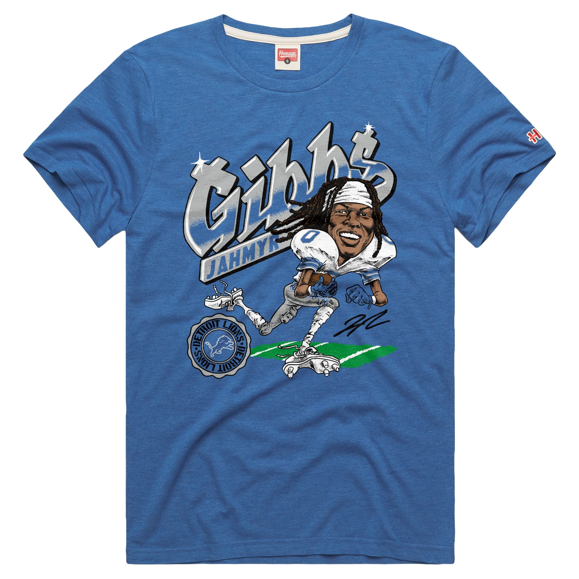 T-shirt unisexe en mélange de trois tissus, hommage à Jahmyr Gibbs Stone, joueur des Detroit Lions.