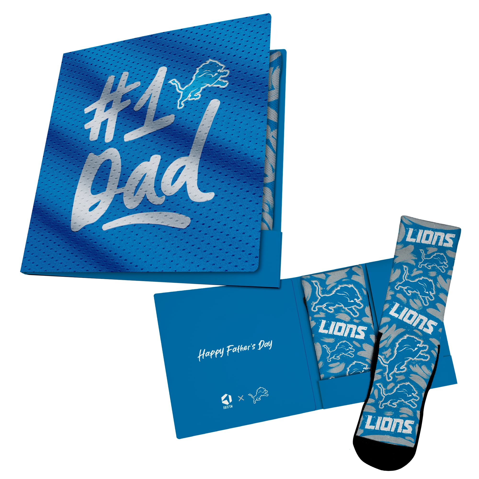 Chaussettes unisexes Rock Em Blue Detroit Lions #1 Papa Carte Cadeau