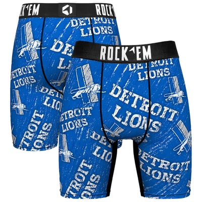  Detroit Lions Rock Em Unisex Throwback Logo Allover Boxer Briefs - Blue