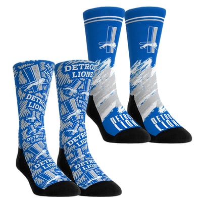  Detroit Lions Rock Em Unisex Throwback Two-Pack Crew Socks Set - Blue