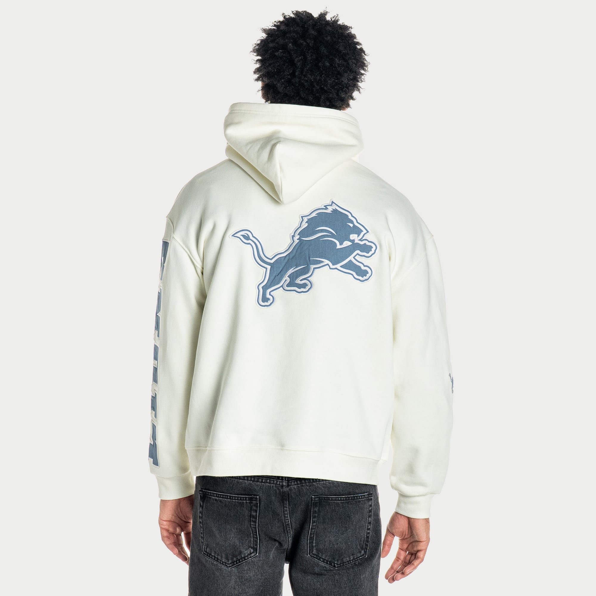 Sweat à capuche unisexe The Wild Collective couleur crème Detroit Lions