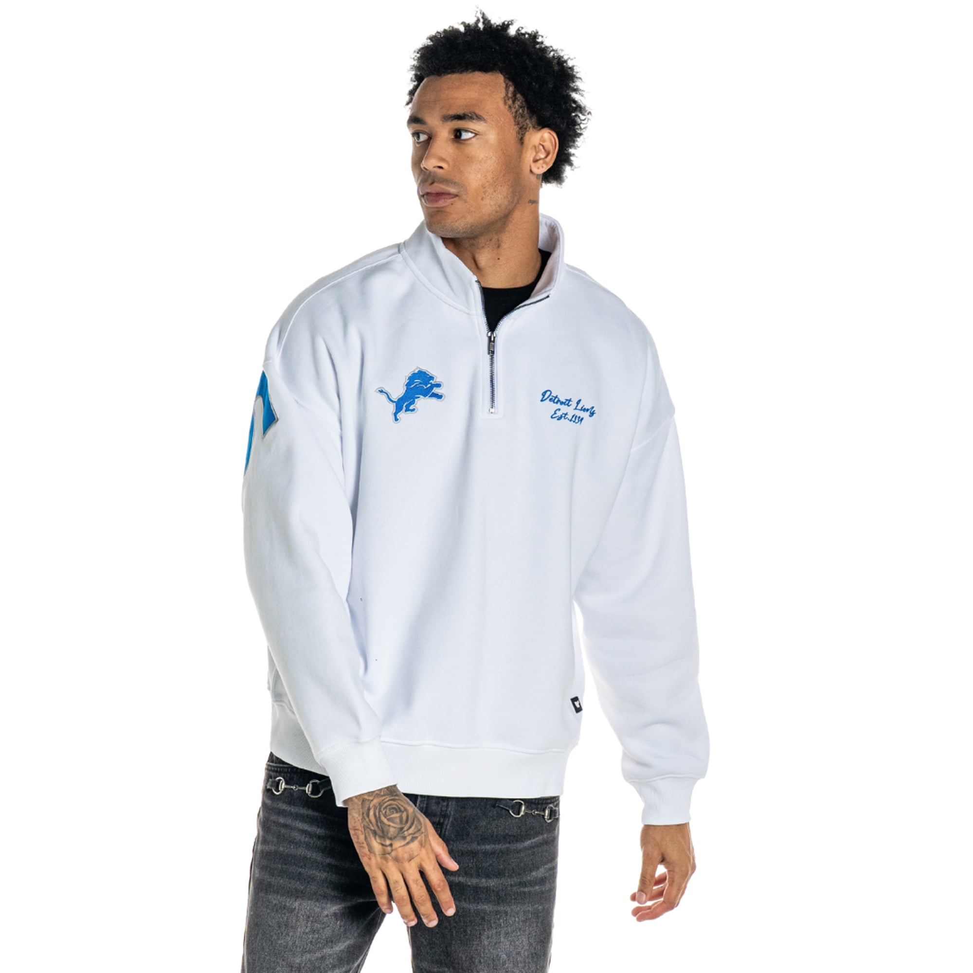 Unisex The Wild Collective  White Detroit Lions Boxy Quarter-Zip Fleece Pullover