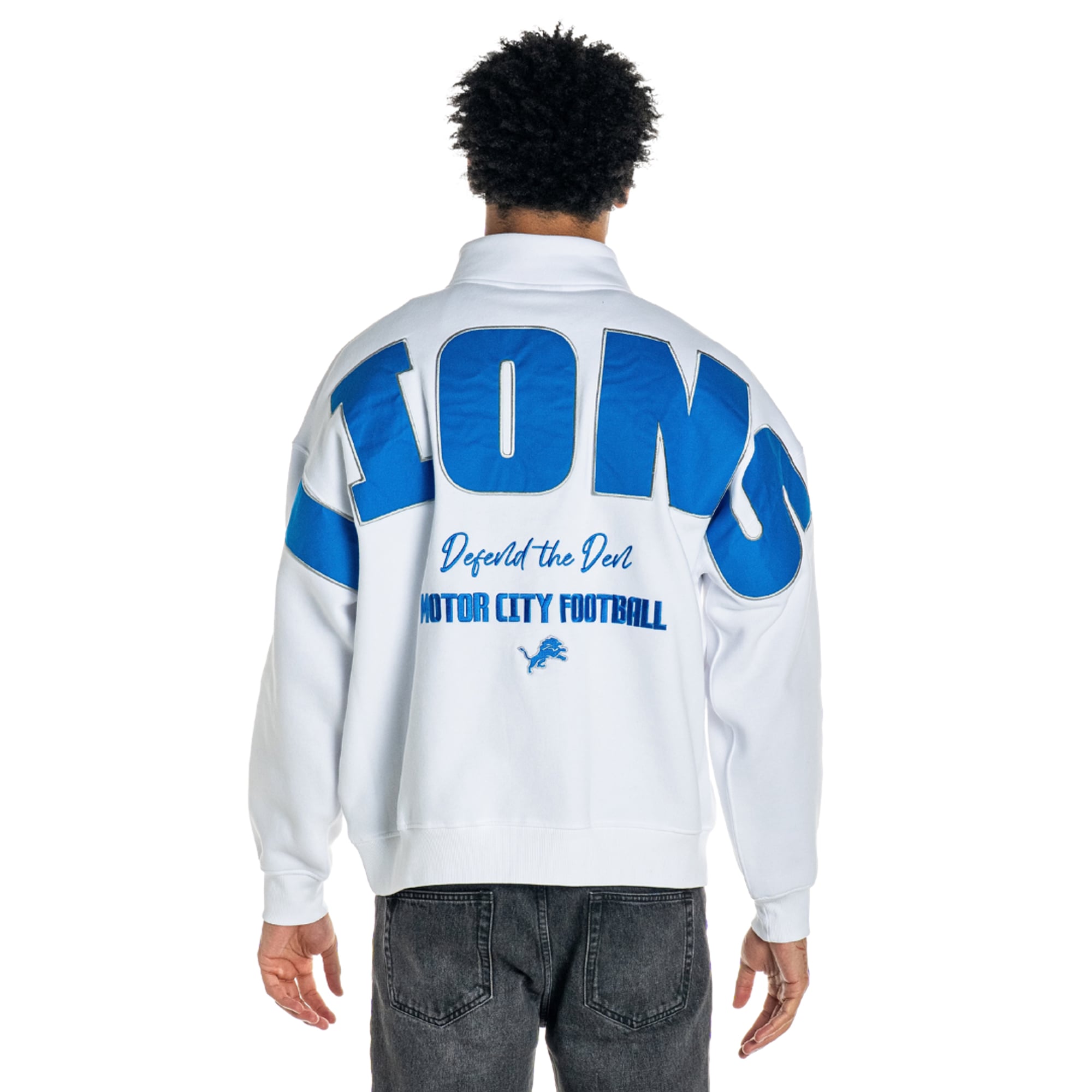 Unisex The Wild Collective  White Detroit Lions Boxy Quarter-Zip Fleece Pullover