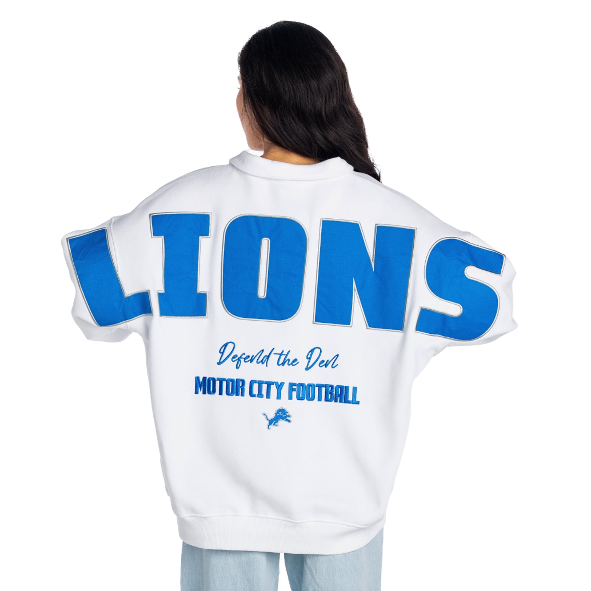 Unisex The Wild Collective  White Detroit Lions Boxy Quarter-Zip Fleece Pullover