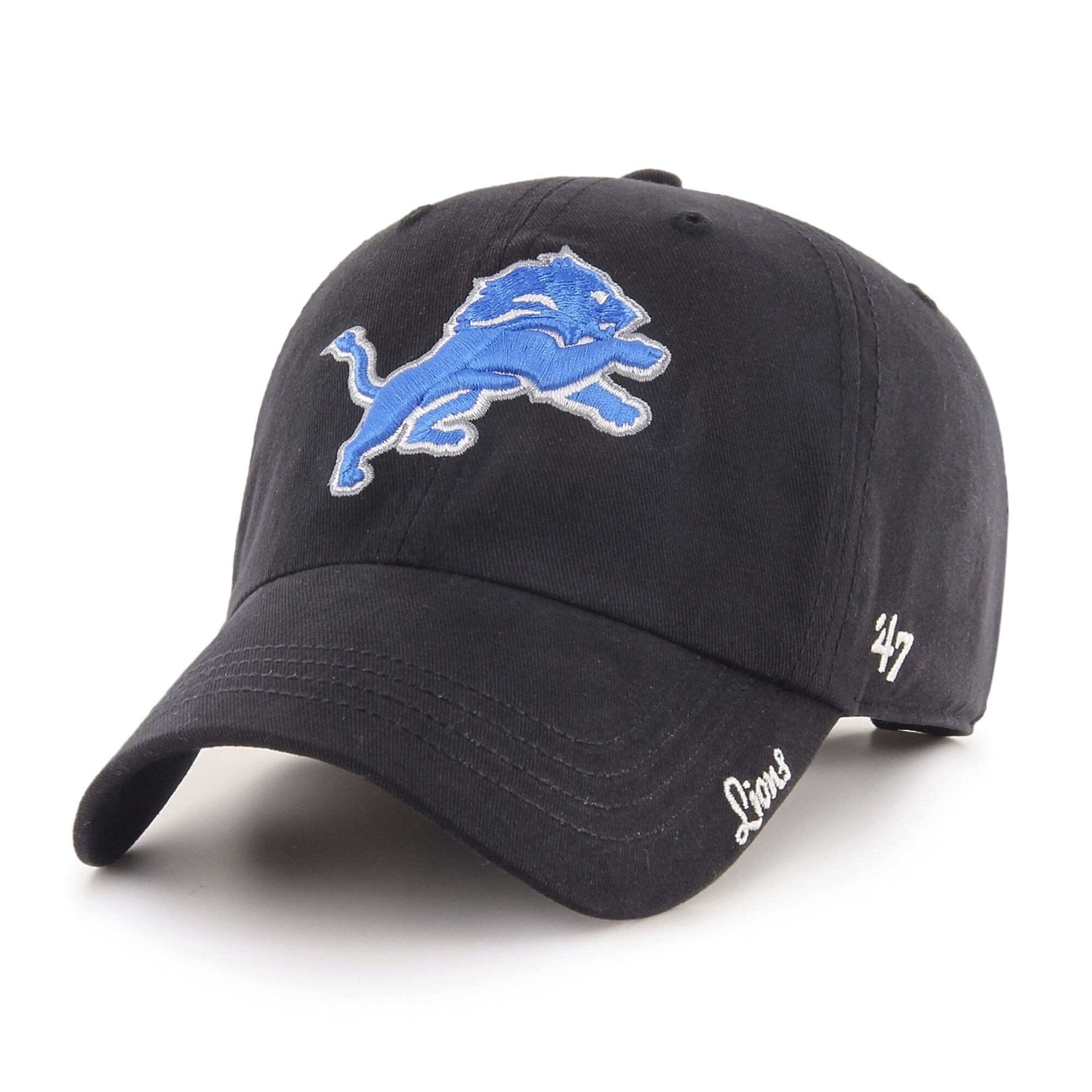 Women's '47 Black Detroit Lions Miata Clean Up Adjustable Hat