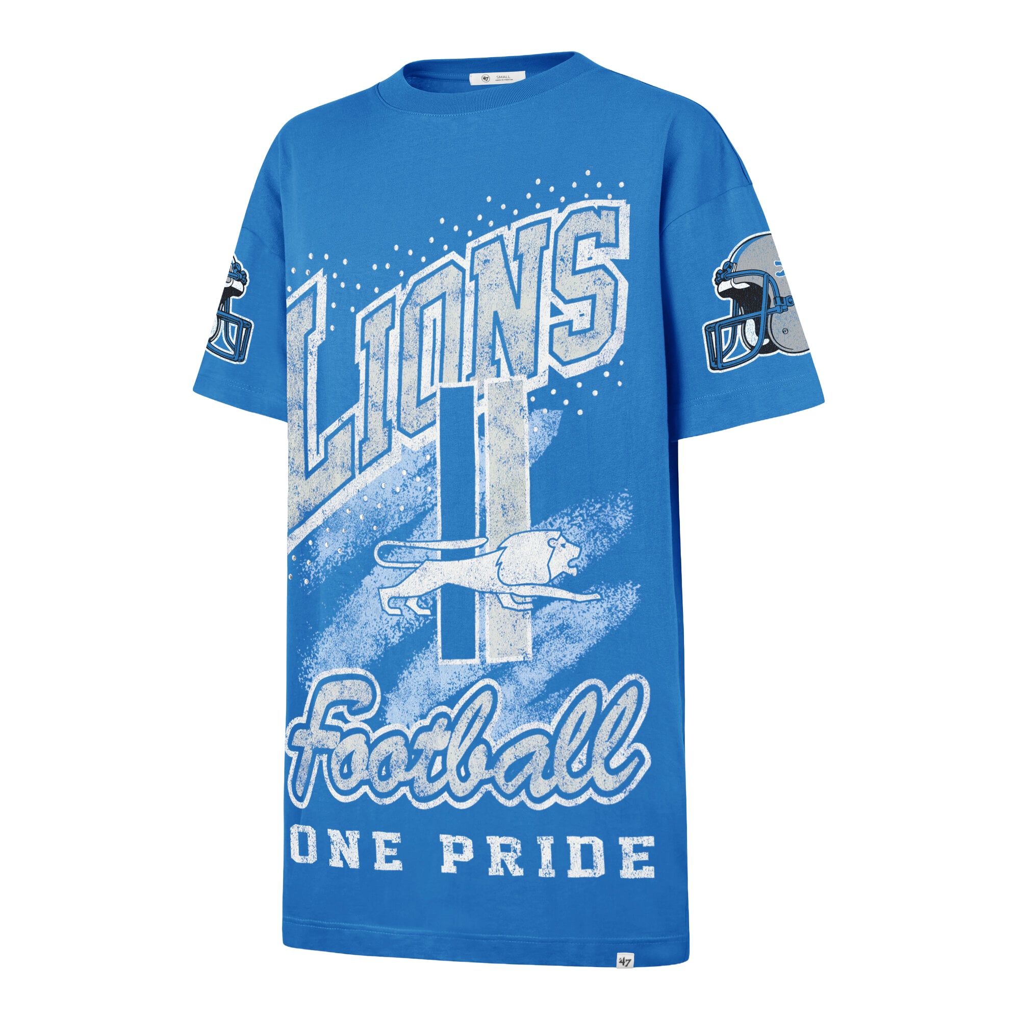 Robe t-shirt oversize à motif pierres précieuses « 47 Blue Detroit Lions » pour femme
