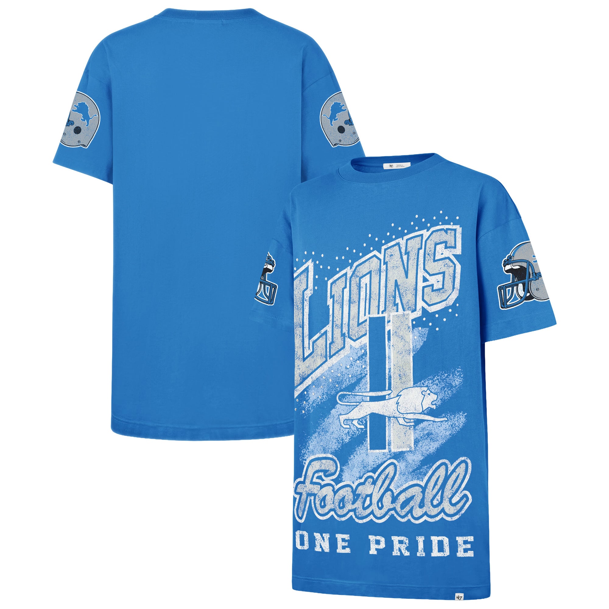 Robe t-shirt oversize à motif pierres précieuses « 47 Blue Detroit Lions » pour femme