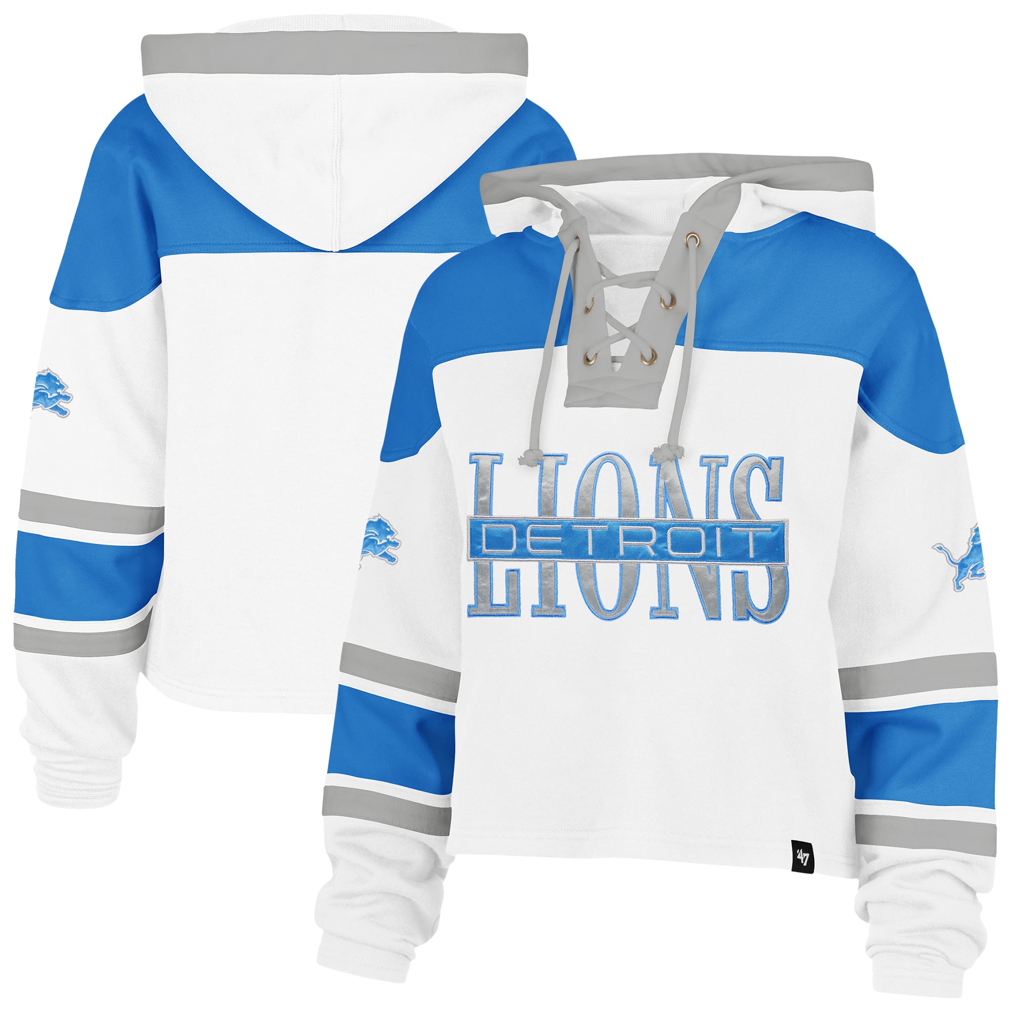 Sweat à capuche lacets Superior Lacer blanc Detroit Lions '47 pour femme