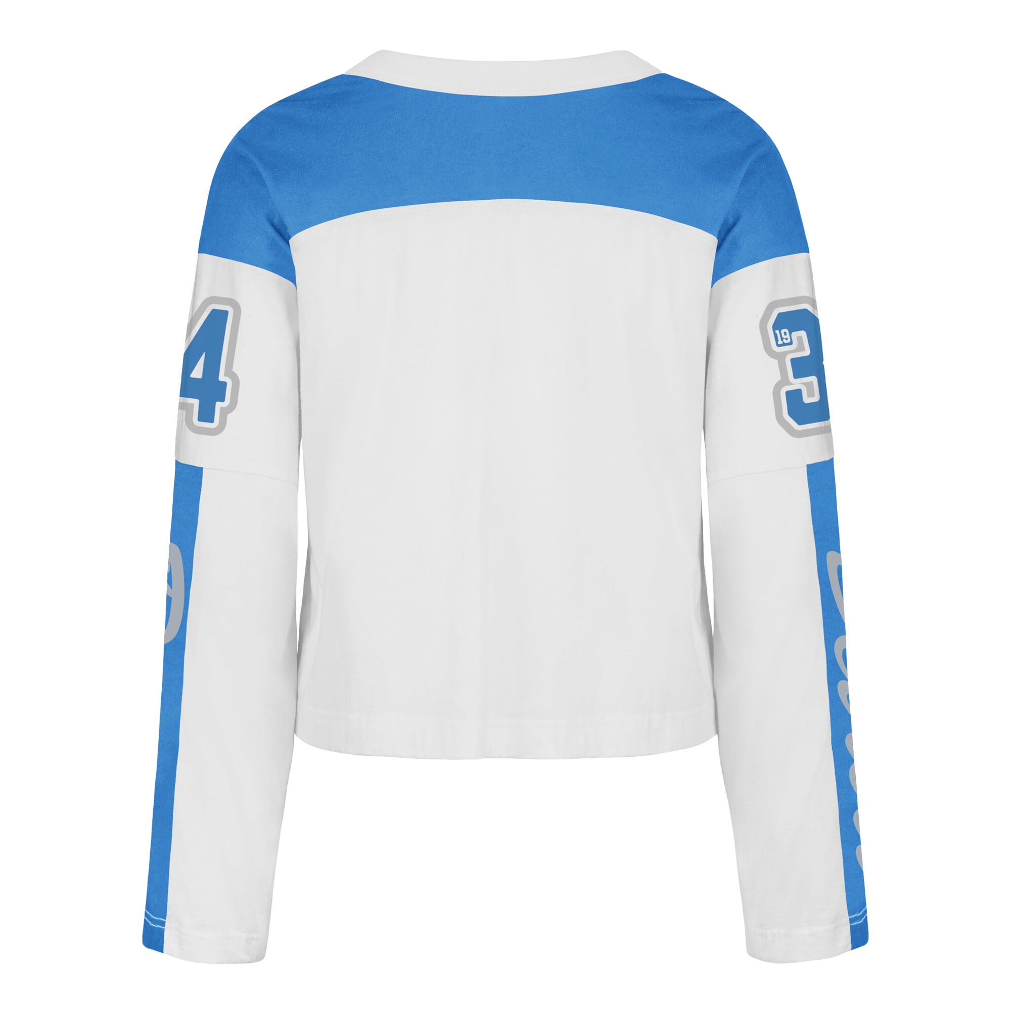T-shirt à manches longues et col en V blanc Detroit Lions « 47 » pour femme
