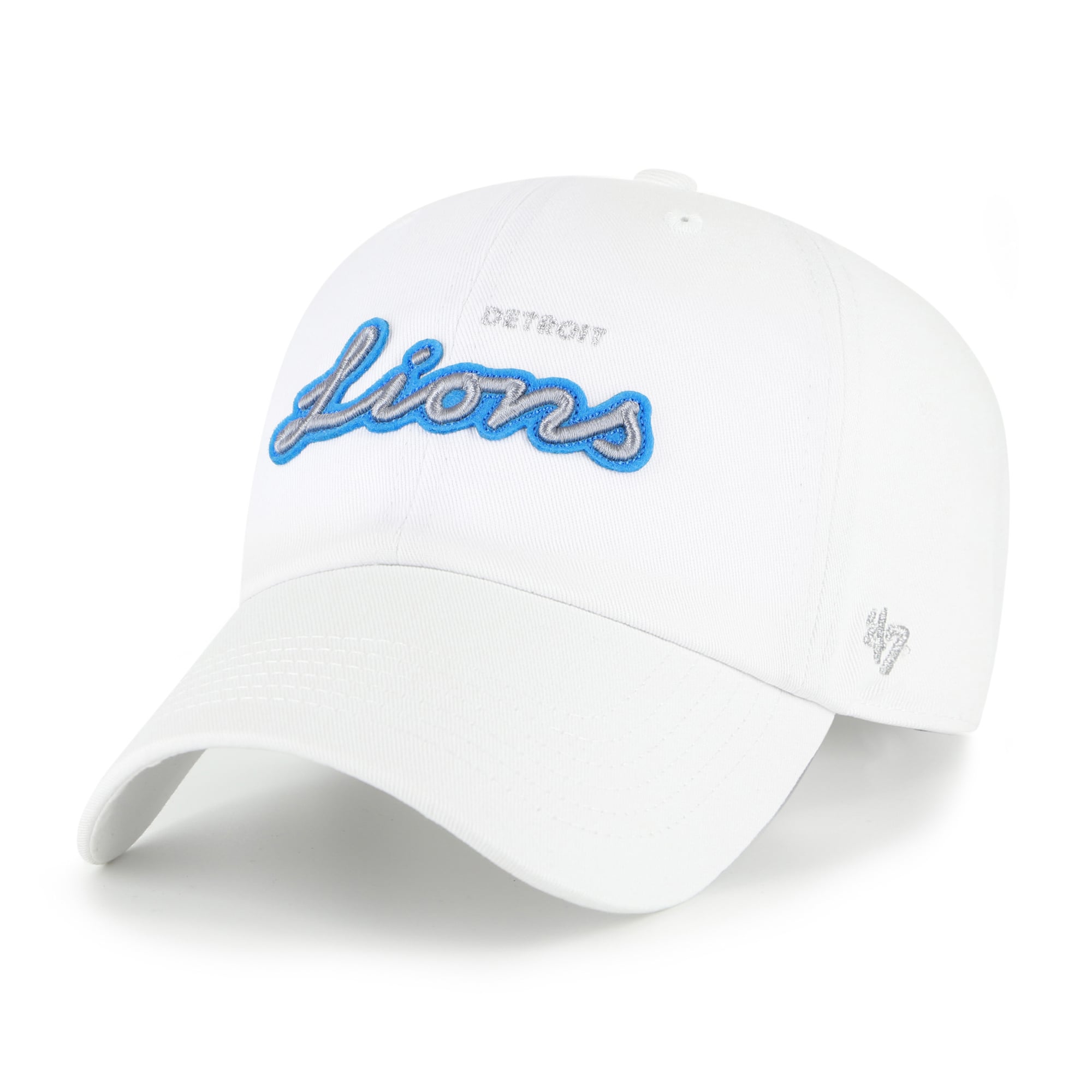 Casquette ajustable « 47 White Detroit Lions Trendy Script Clean Up » pour femme