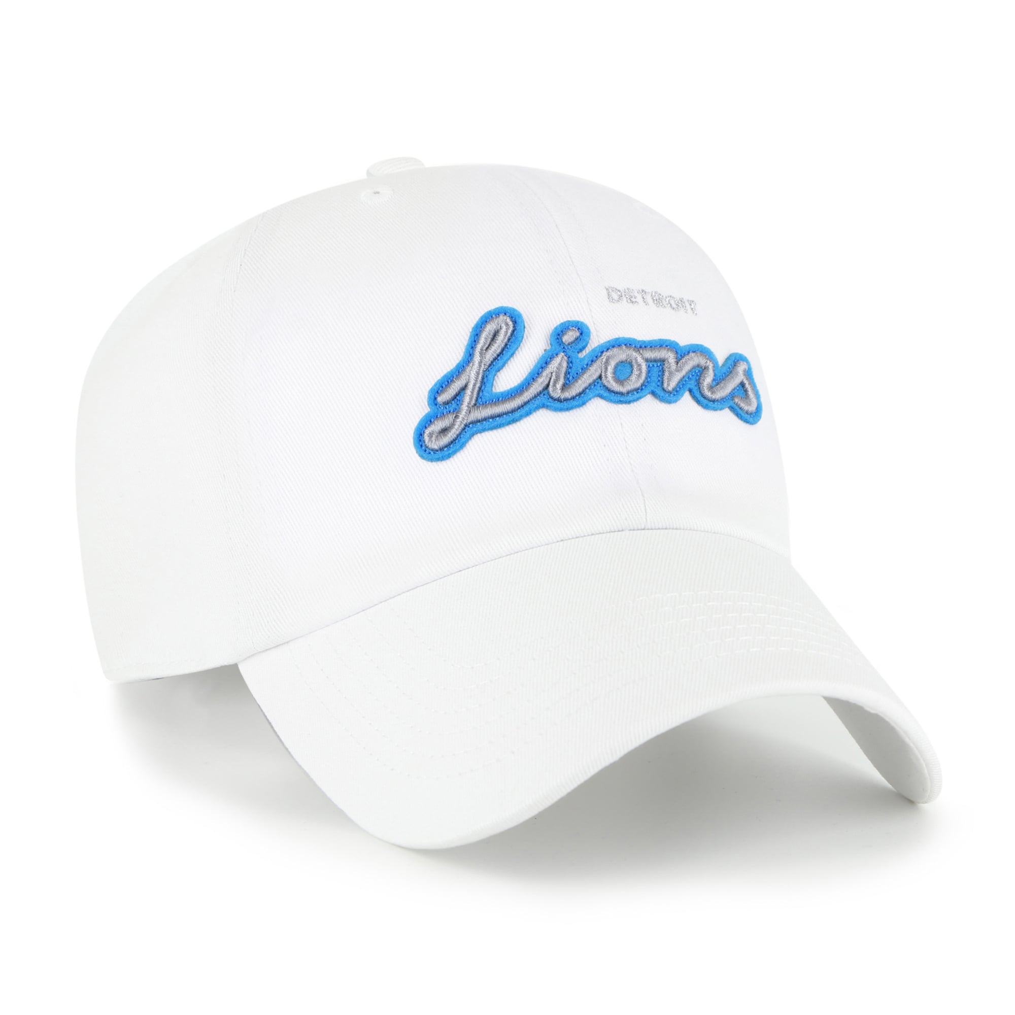 Casquette ajustable « 47 White Detroit Lions Trendy Script Clean Up » pour femme