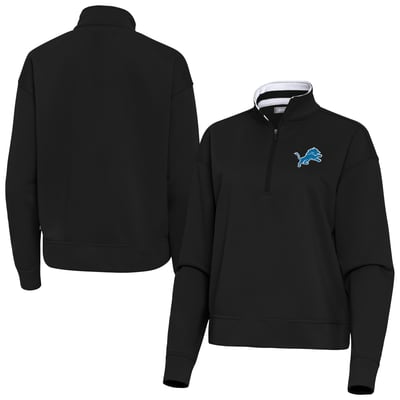 Detroit Lions Antigua Women's Goddess Quarter-Zip Pullover - Black