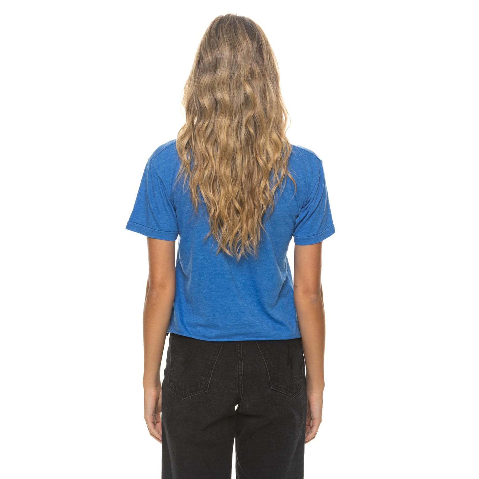 T-shirt Aviator Nation bleu Detroit Lions pour femme, coupe carrée, style boyfriend, en mélange de trois matières