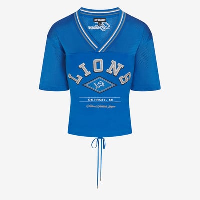 Detroit Lions Off Season Women's Lace-Back V-Neck T-Shirt - Blue