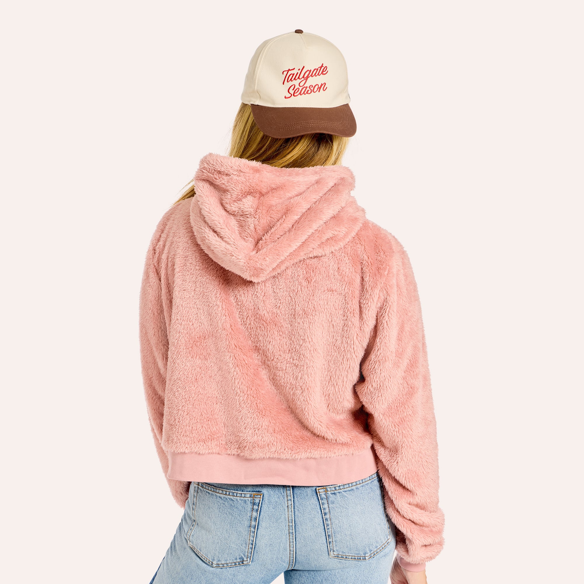 Sweat à capuche court en sherpa ton sur rose Detroit Lions pour femme de Jill Martin