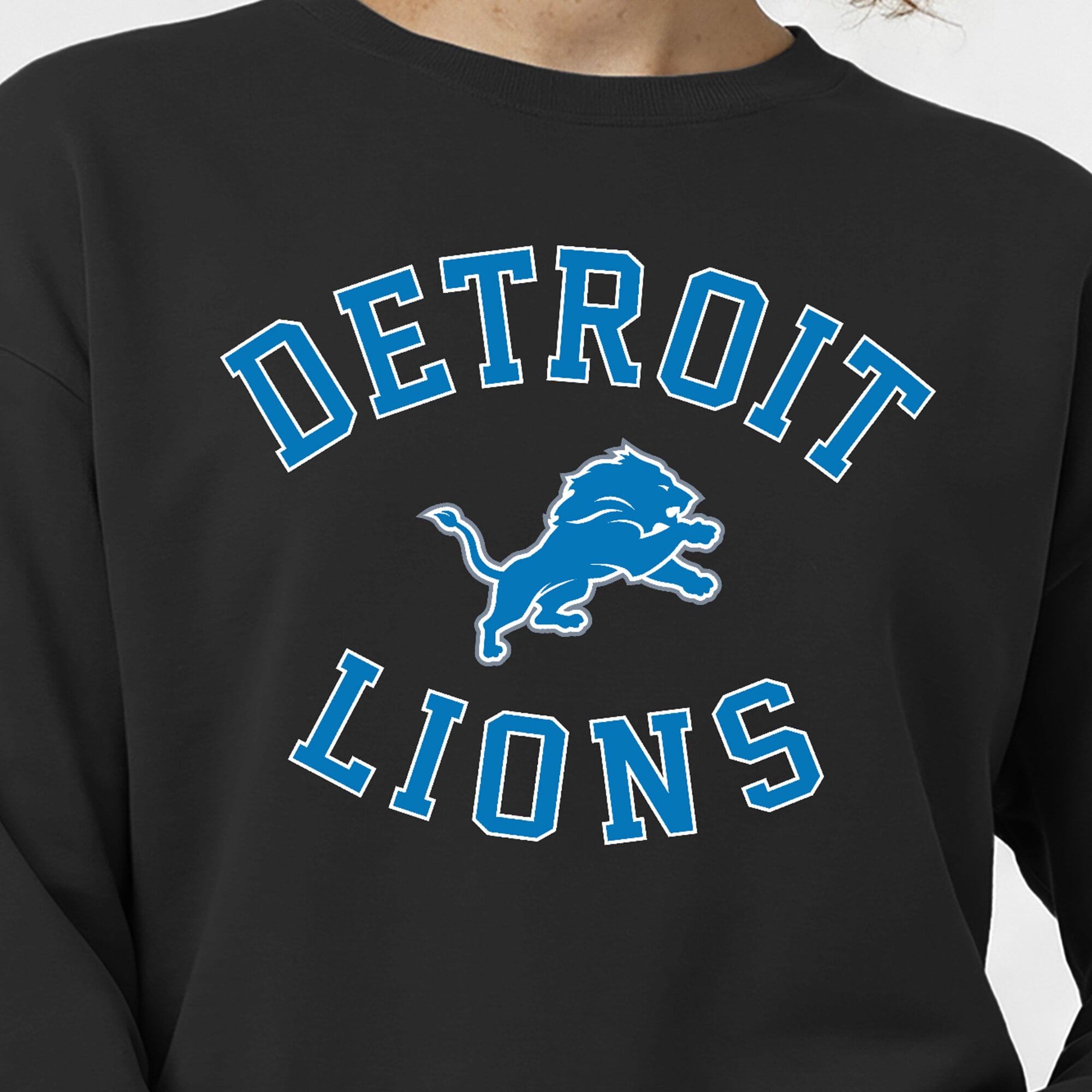 Sweat-shirt Champion noir Detroit Lions Heart & Soul Powerblend pour femme