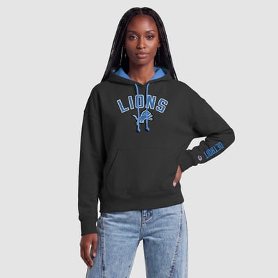  Detroit Lions Women's Champion Contrast Liner Hoodie - Black/Blue