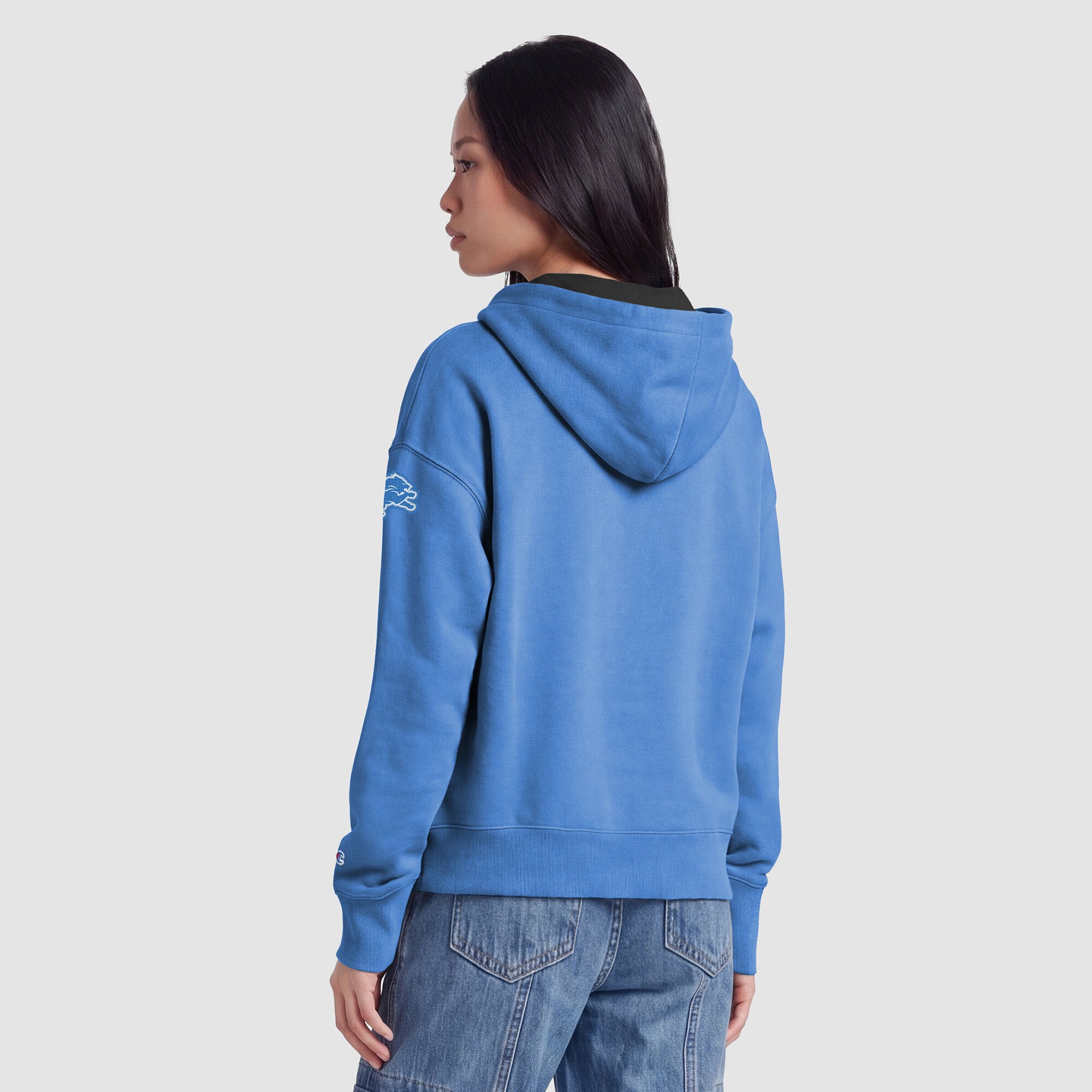 Sweat à capuche zippé Champion bleu Detroit Lions pour femme