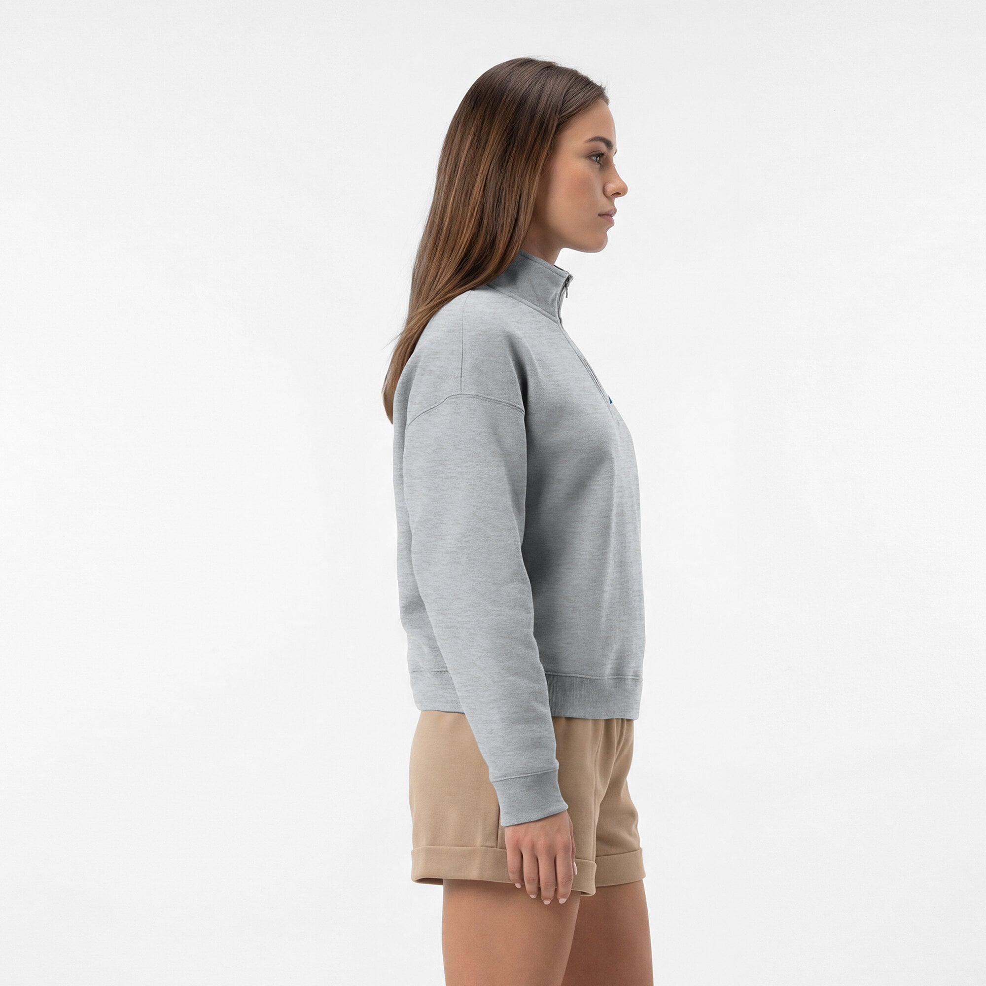 Women's Champion Heather Gray Detroit Lions Powerblend Quarter-Zip Sweatshirt