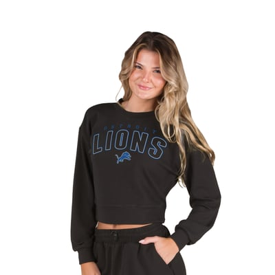  Detroit Lions Concepts Sport Women's Kingston Long Sleeve Lounge Cropped Top - Black