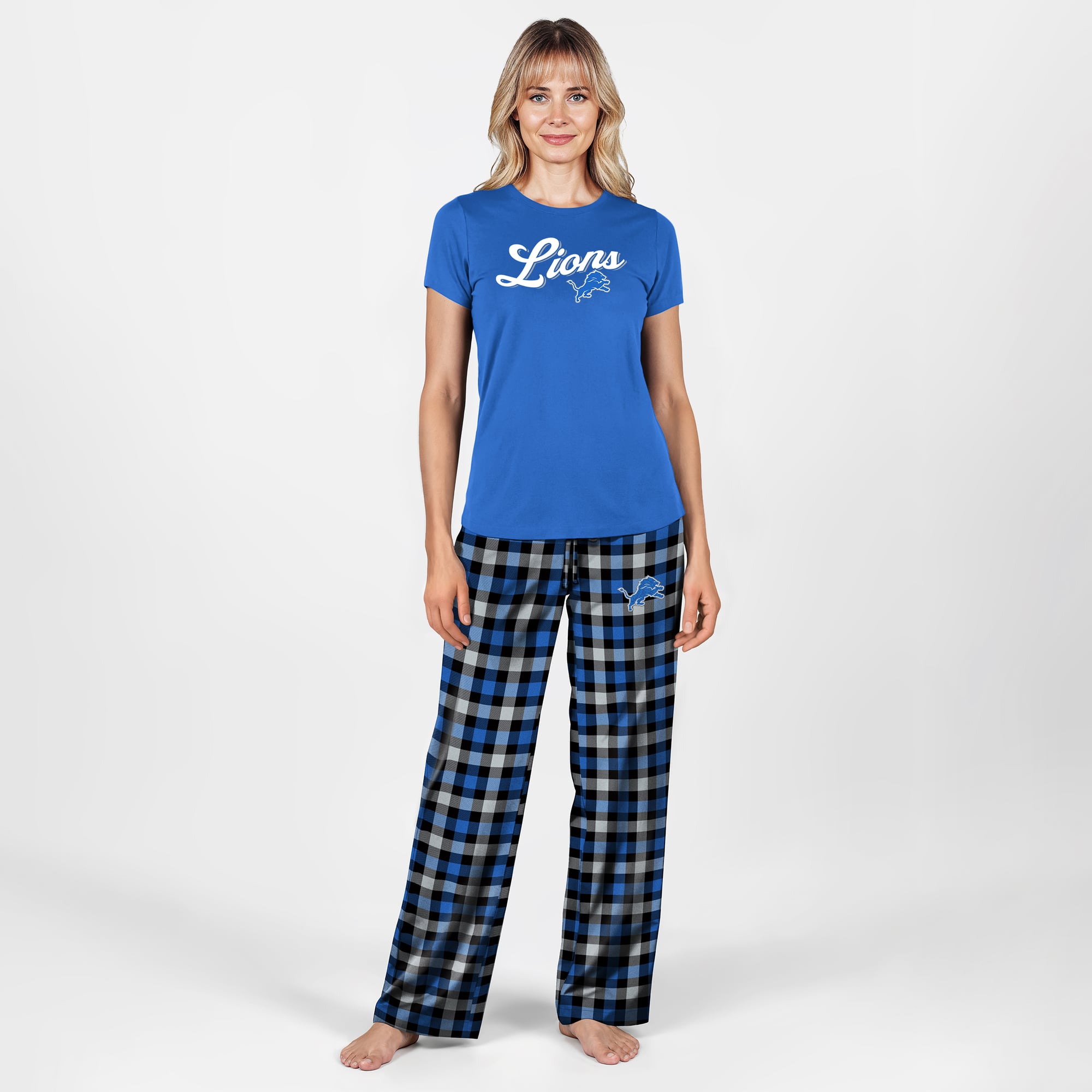 Women's Concepts Sport  Blue Detroit Lions Highland Sleep Set