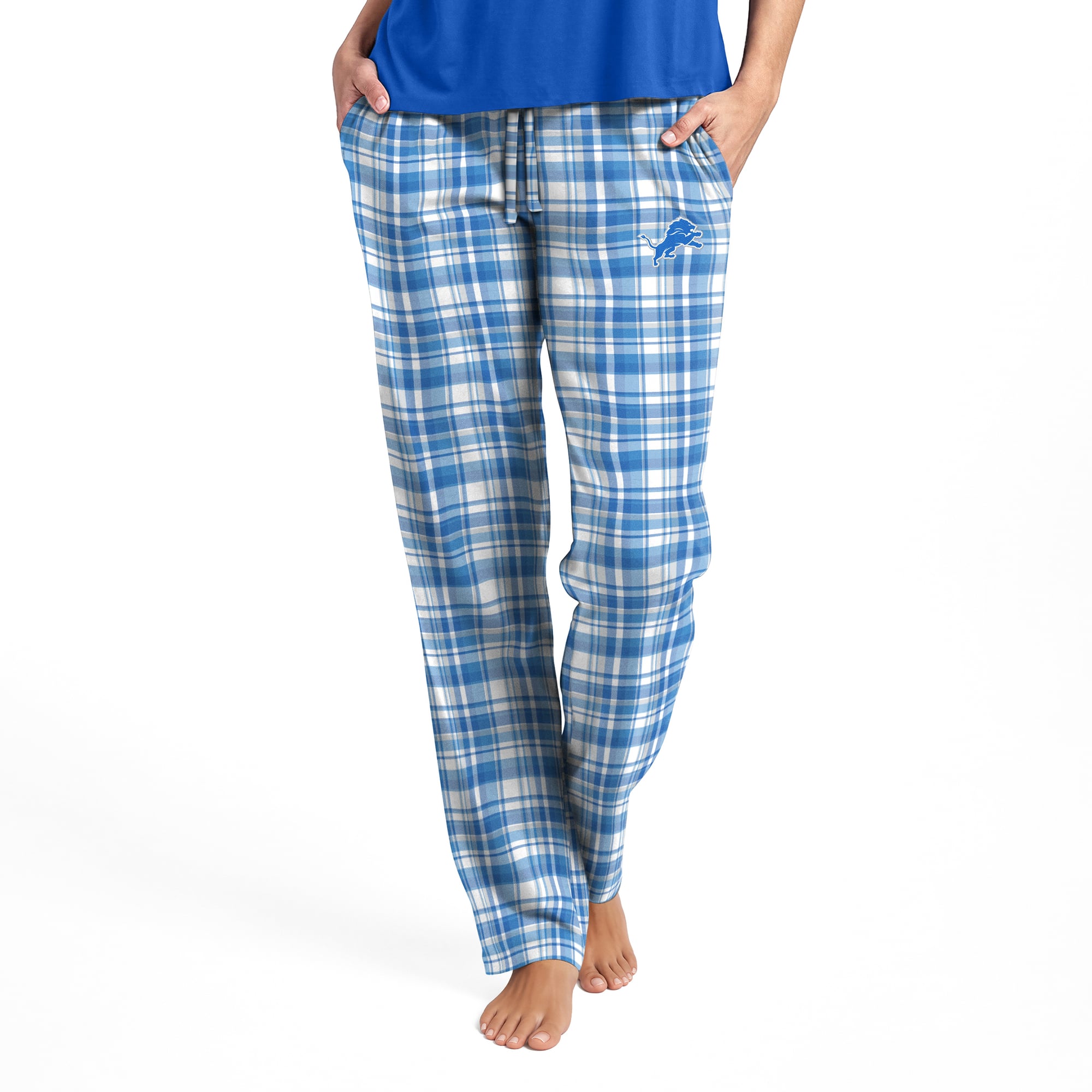 Pantalon à carreaux bleu Detroit Lions pour femme de la marque Concepts Sport