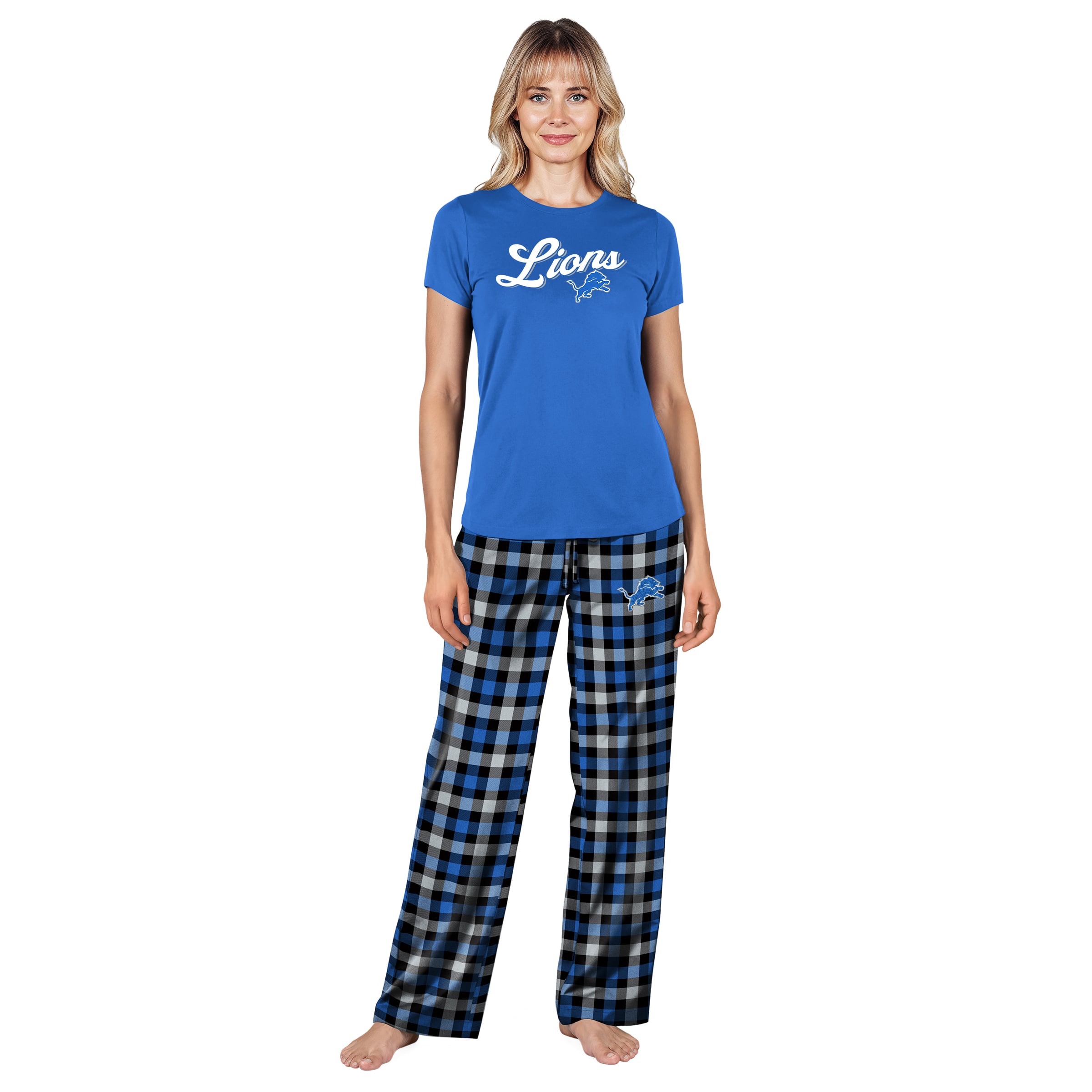 Ensemble de nuit Highland grande taille Concepts Sport bleu Detroit Lions pour femmes